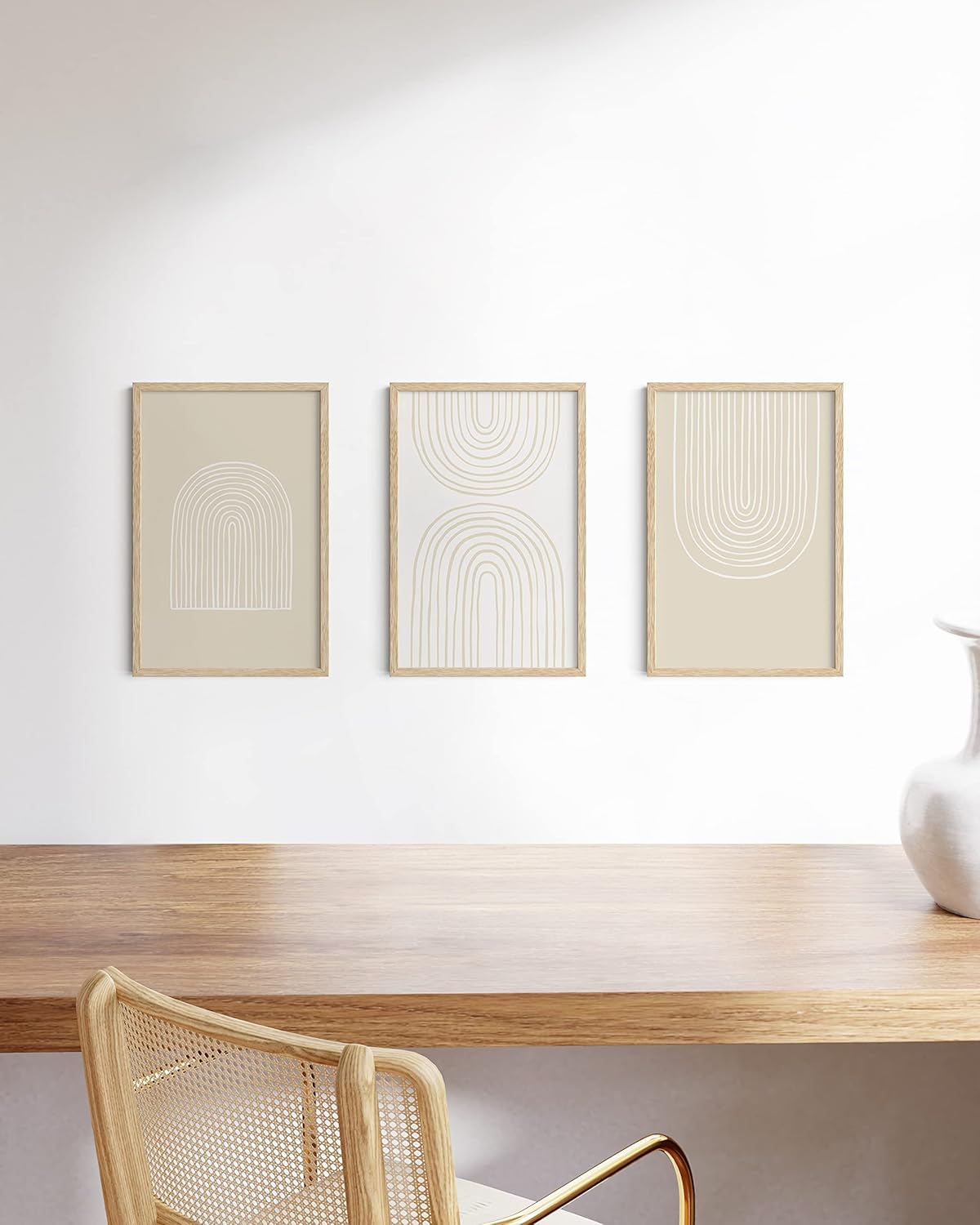 HAUS AND HUES Set of 3 Wooden Frames - 11x17 Natural Wood Picture Frames, Oak Beige