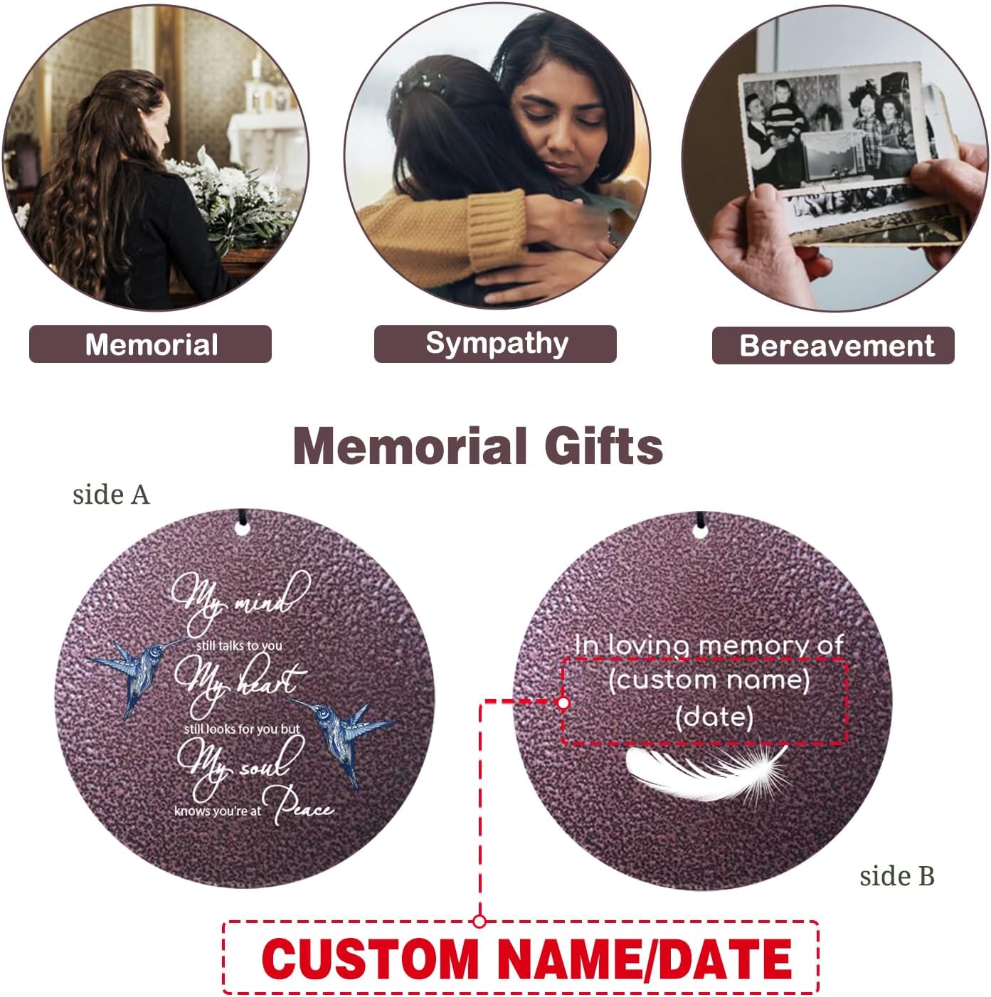 ASTARIN 36" Large Deep Tone Personalized Sympathy Wind Chimes, Memorial Wind Chime for Loss of Mother Father Loved One, Hummingbird Bereavement Gifts Decor Outdoor Patio Garden Graveyard