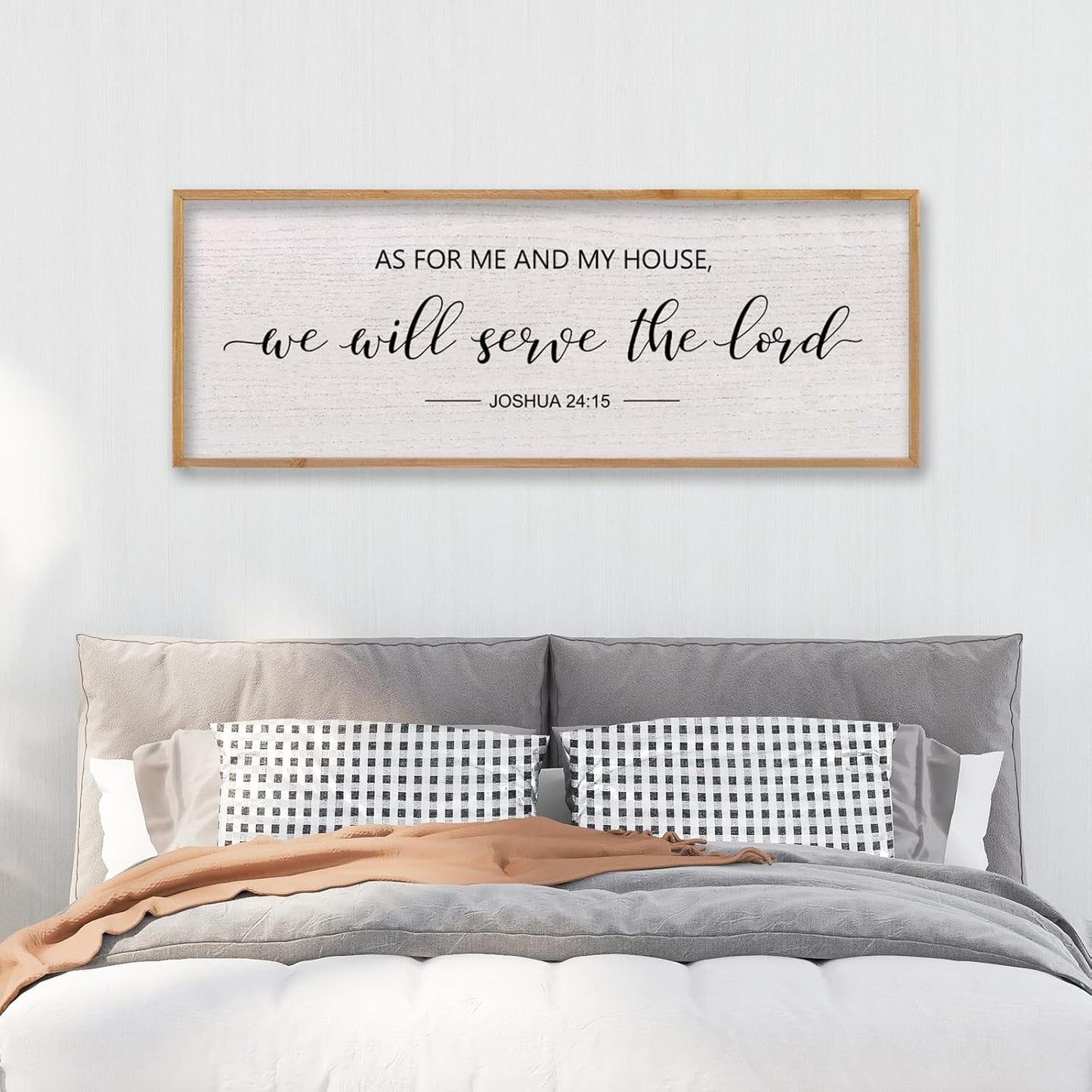 LuZhiQiang As For Me And My House We Will Serve The Lord Wall Decor Sign 40"X15" Bible Verse Religious Scripture Wall Art (Wood)