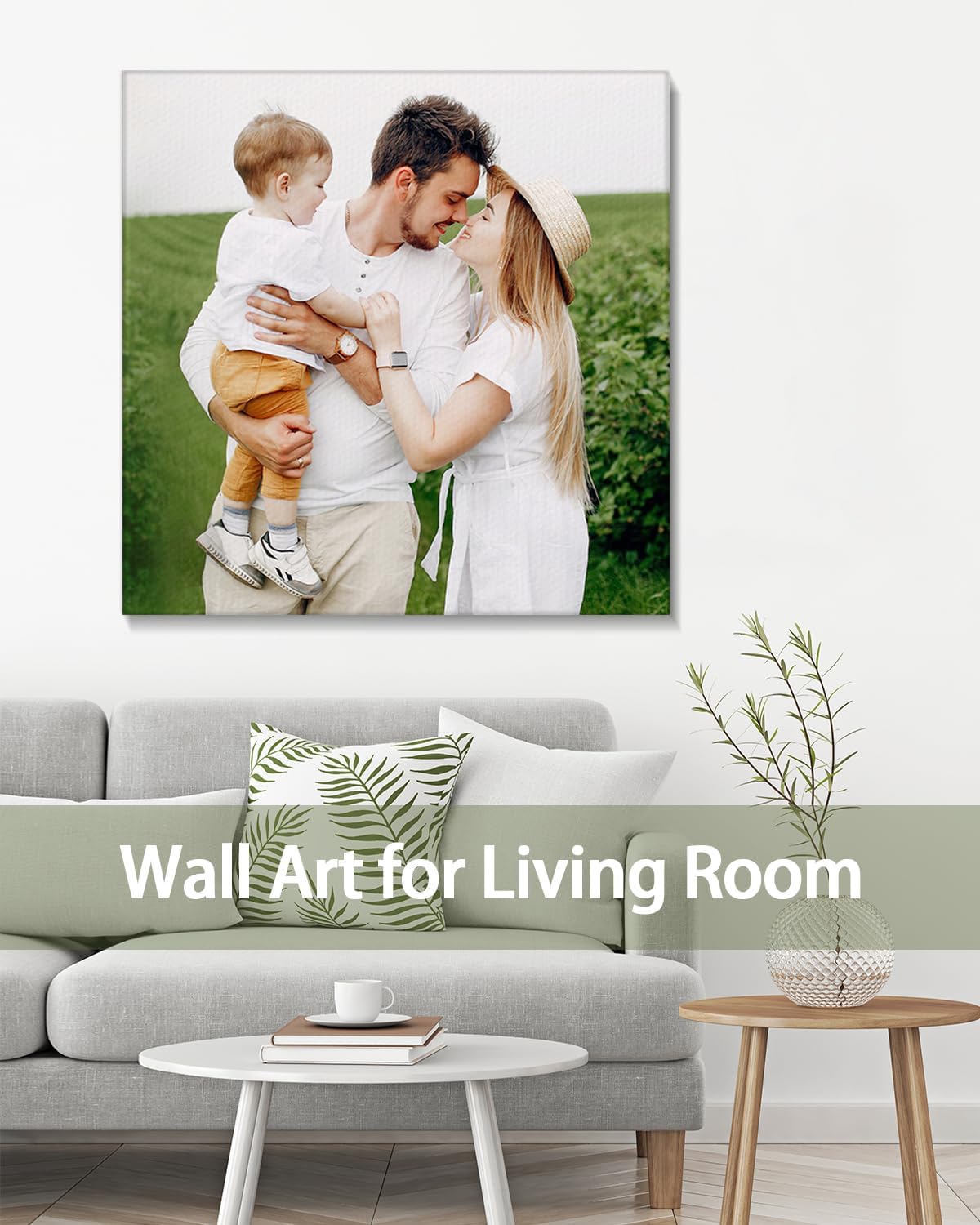 Personalized Custom Canvas Wall Art, Custom Canvas Prints with Your Photos for Living Room, Bedroom, Wedding Pet Baby Family Photo Framed Wall Art, Customized Photo Gift for Family๏ผFriend๏ผLover๏ผPet (32L" x 32W")