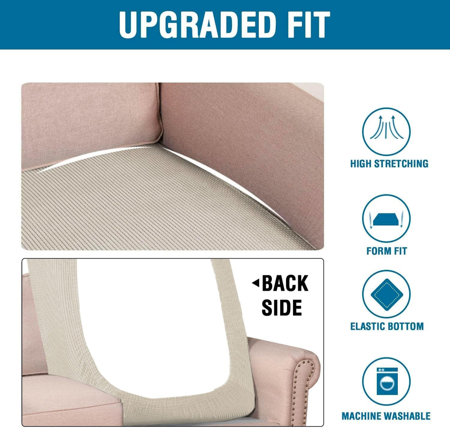 H.VERSAILTEX Super Stretch Individual Chaise Cover Sectional Couch Covers for L Shaped Sofa Both Left/Right Featuring Thick Jacquard Textured Twill Fabric (1 Piece Chaise Cover, Island Fossi)