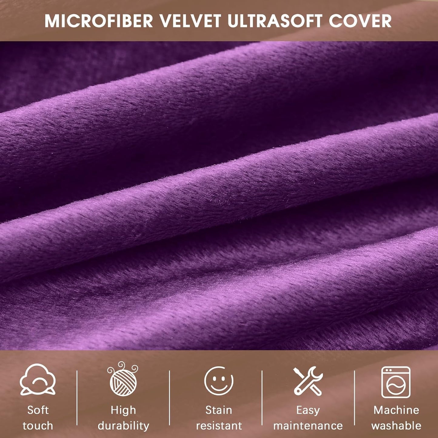 Bean Bag Chairs for Adults - Memory Foam Furniture BeanBag Chair - Kids/Teens Sofa with Soft Micro Fiber Cover - Round Fluffy Couch for Living Room Bedroom College Dorm - 4 ft, Purple