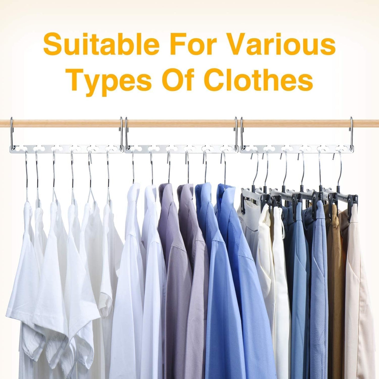 HOUSE DAY Space Saving Hangers for Clothes 4 Pack, Heavy Duty Hanger Organizer | 30 Lbs Capacity |, Metal Magic Hanger, Sturdy Multi Hangers, Closet Space Saver Closet Organizers and Storage