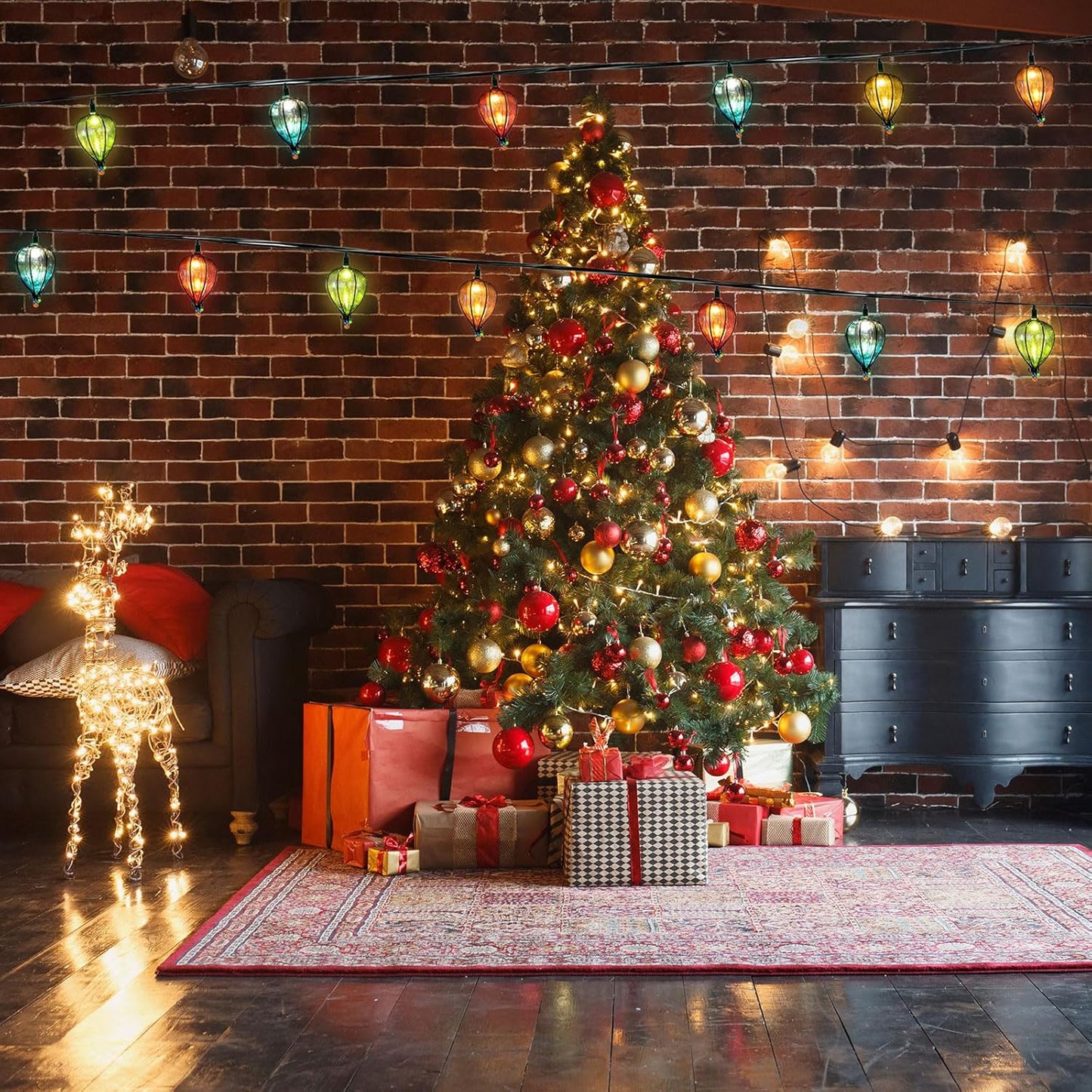 7 Pcs of 11FT Multicolor String Lights with 10 Bulbs, UL Listed Connectable Waterproof Decorative LED Lights Hanging for Backyard Patio, Indoor/Outdoor for Christmas Wedding Party Festival Lighting