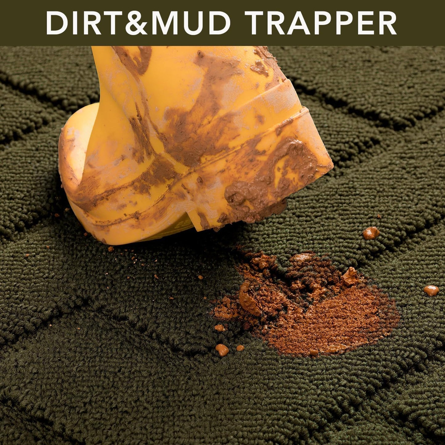 hicorfe Front Door Mat Outside Entrance,24"x35" Absorbent Muddy Dirt Resist Welcome Door Mats Outdoor Indoor,Stain and Fade Resistant,Non Slip Backing Entry Mat Doormat for Entryway (Oliver Green)