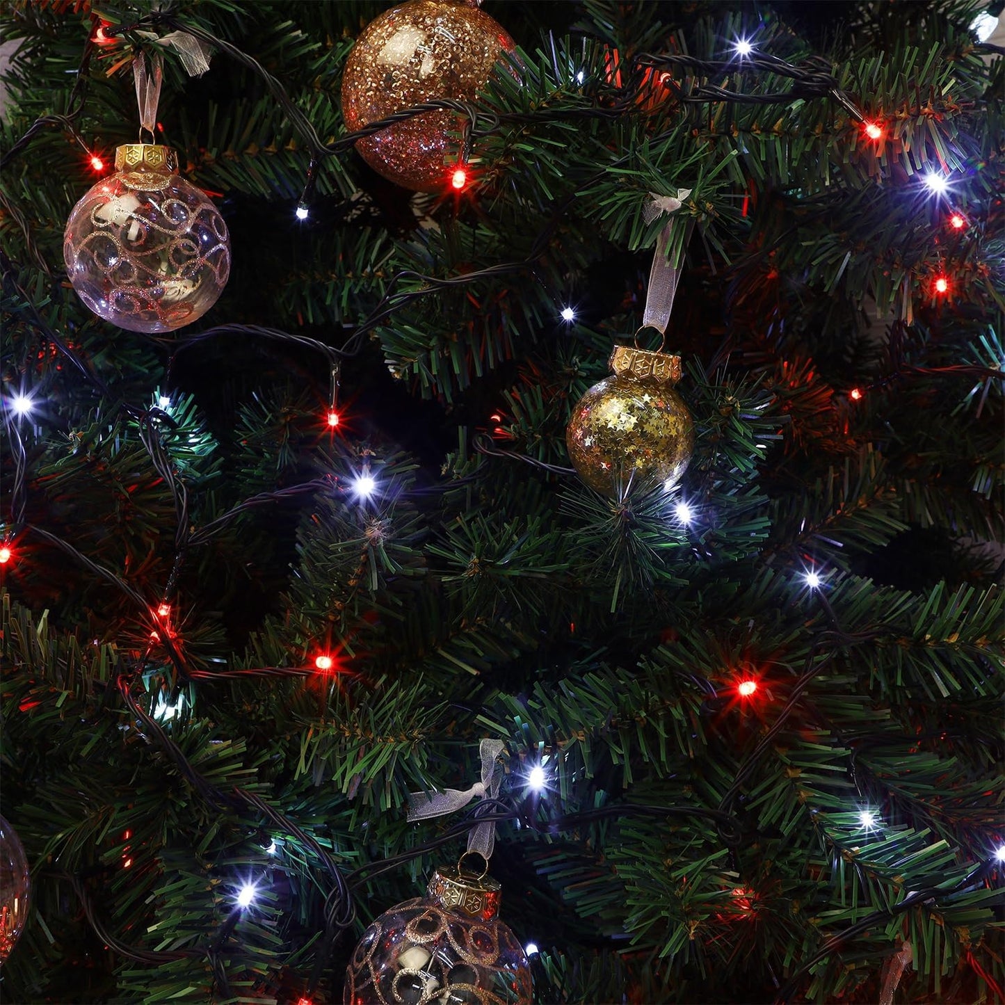 HOME LIGHTING 66ft Christmas Decorative Mini Lights, 200 LED Green Wire Fairy Starry String Lights Plug in, 8 Lighting Mode, for Indoor Outdoor Xmas Tree Wedding Party Garden Decoration (Red & White)