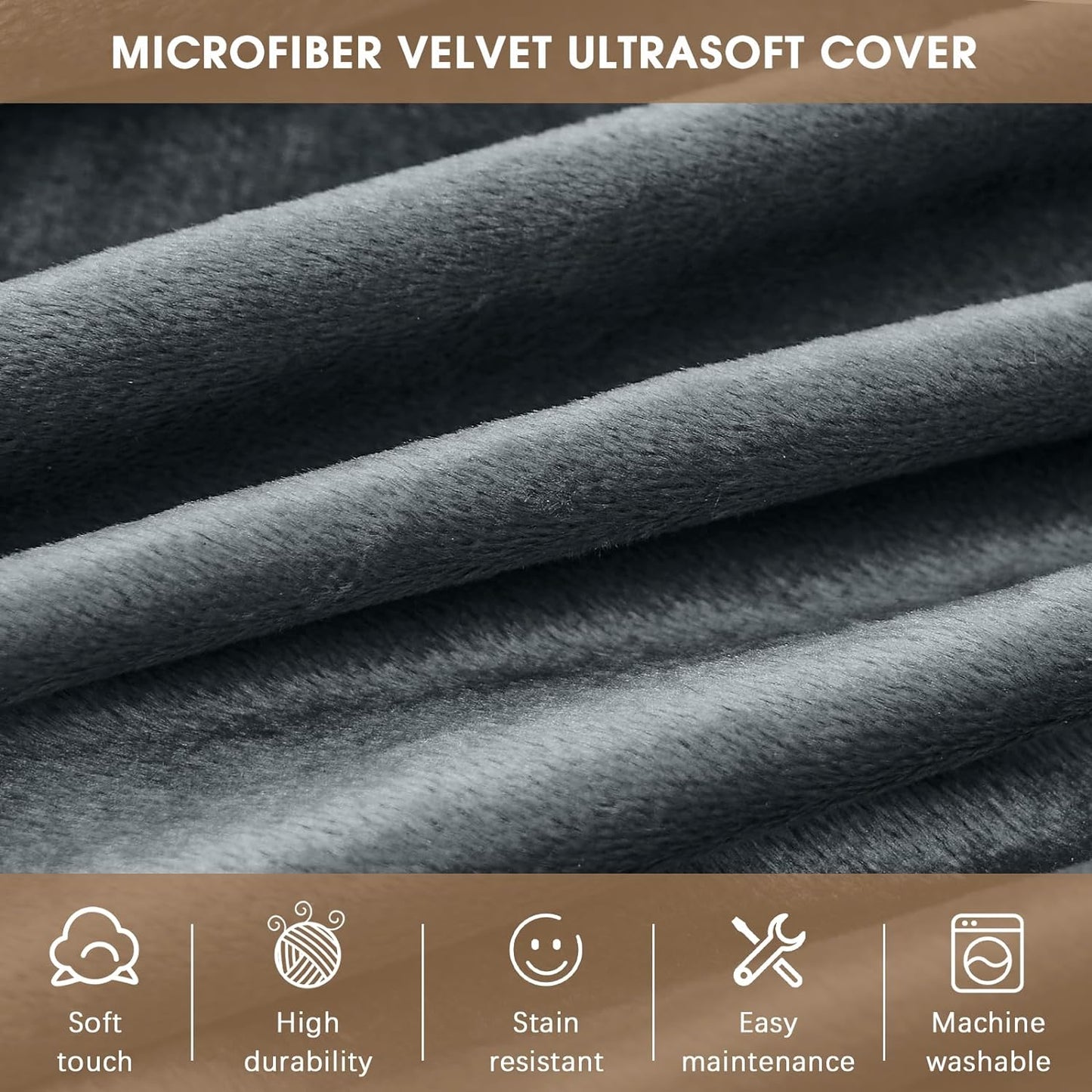 Bean Bag Chairs for Adults - Memory Foam Furniture BeanBag Chair - Kids/Teens Sofa with Soft Micro Fiber Cover - Round Fluffy Couch for Living Room Bedroom College Dorm - 4 ft, Grey