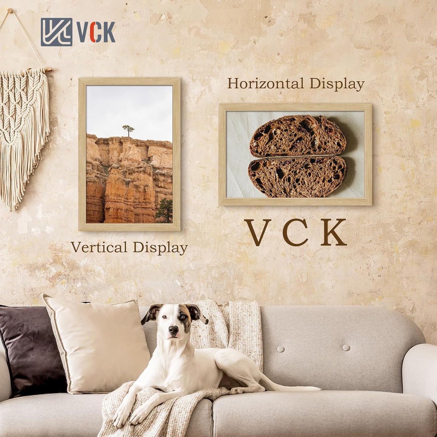 VCK 14x22 Picture Frame Set of 3 - Oak, Natural Solid Wood Poster Frames, Wall Gallery Frame
