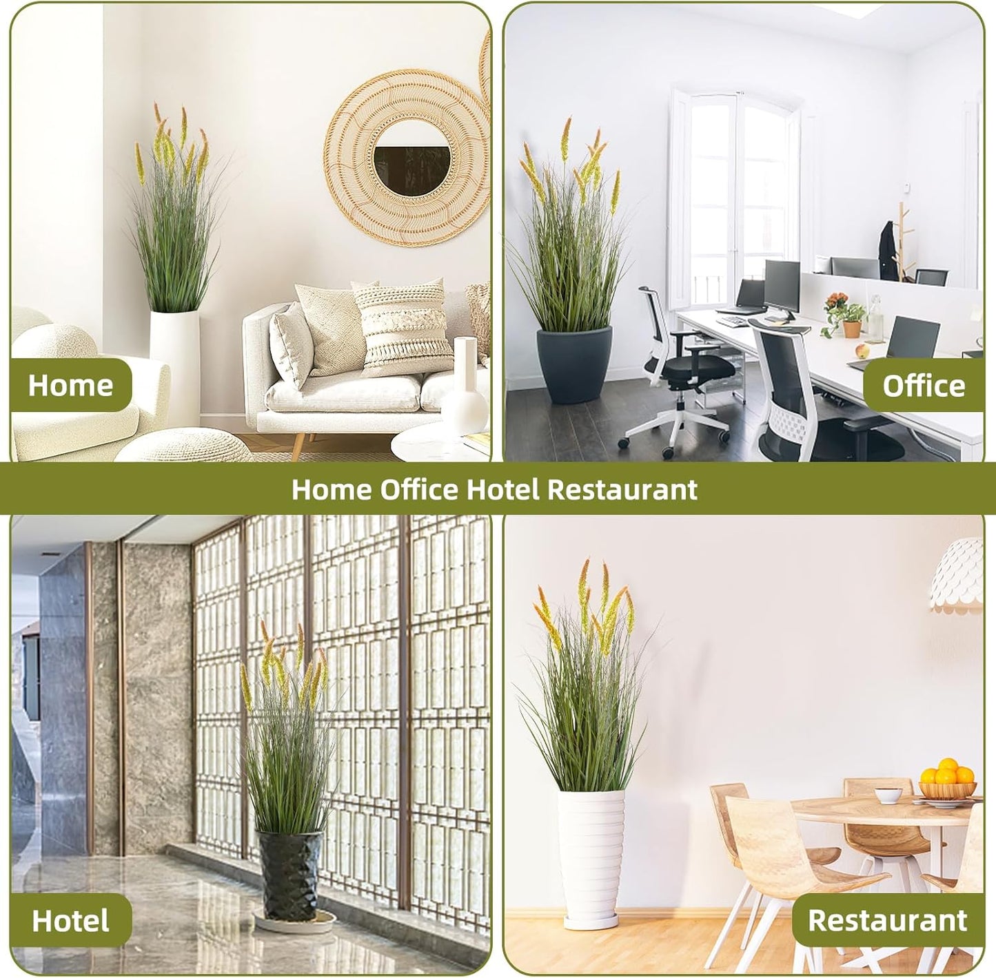 Green Onions Fake Plants,Artificial Plants Indoor, Fake Grass Decor Green Plant Fake Outdoor Flowers Fake Succulents,Artificial Tall Grass Plants with Pots House Decorative(36โ 2 Pack)