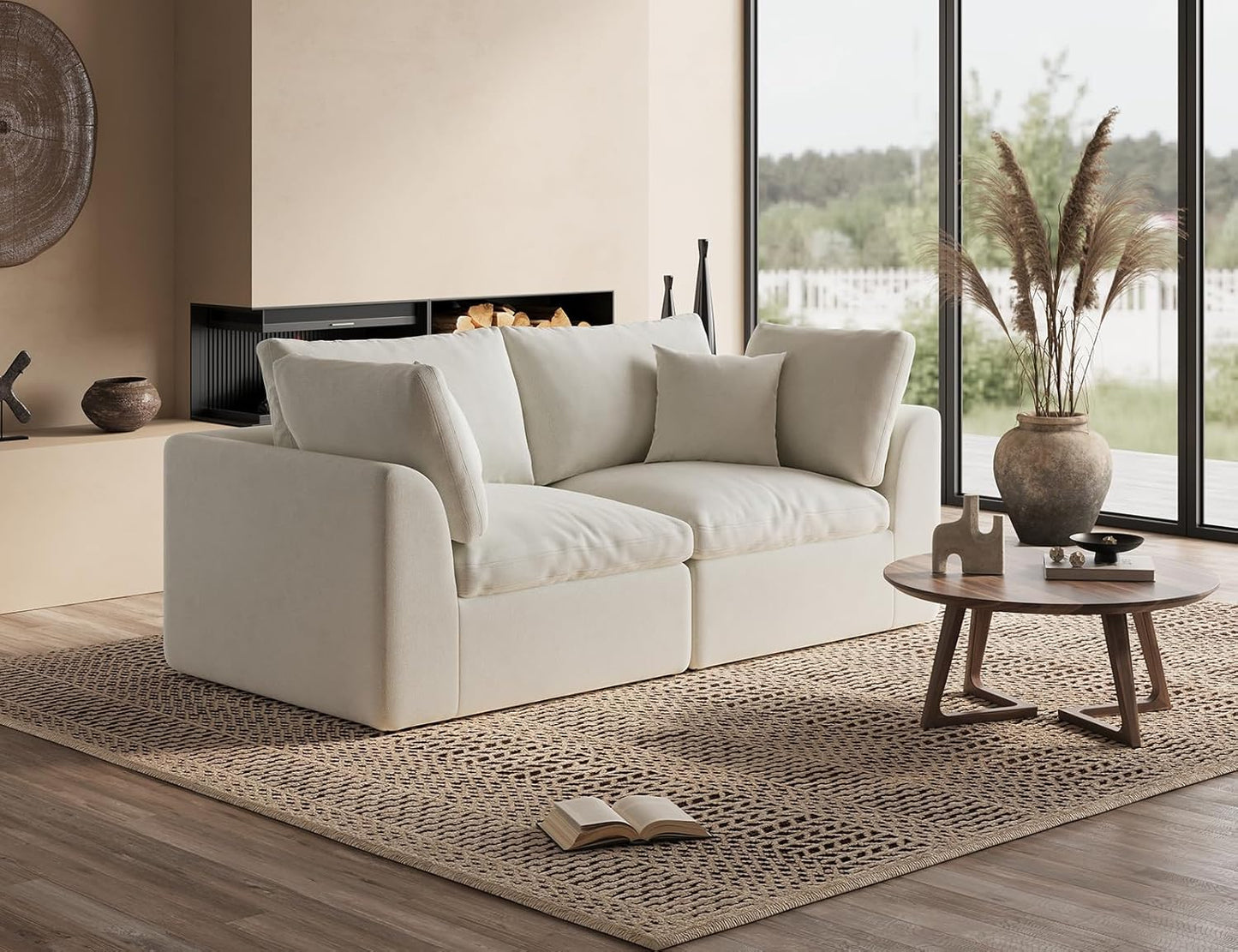 78.9" Loveseat Sofa, Cloud Boneless Couches for Living Room, Modern Modular Sectional Sofa, Oversized, Warm White