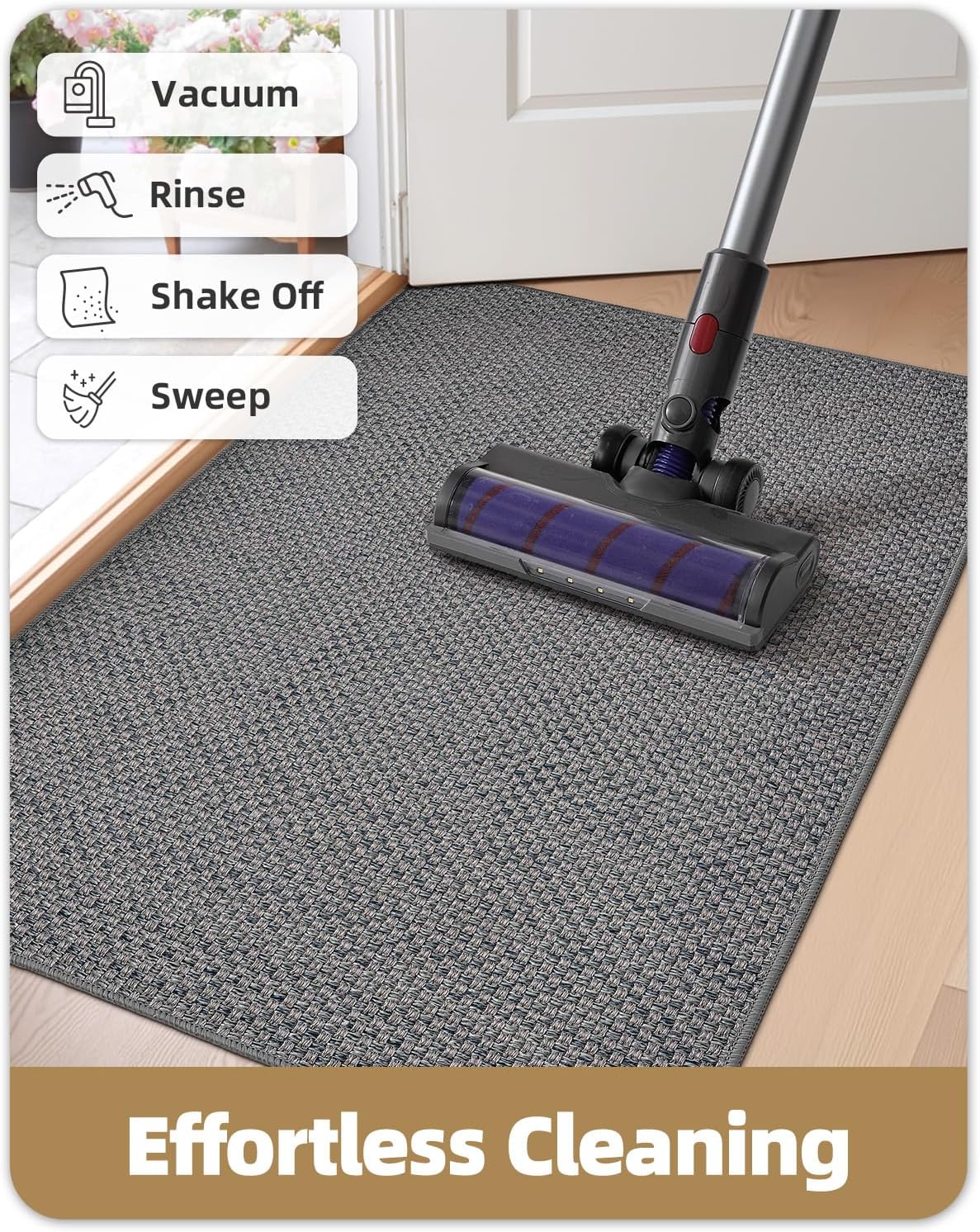 Color&Geometry Front Door Mat Indoor 21"x31", Rugs for Entryway, Non Slip Washable Low-Profile Inside, Entry Mat Entry Rug Door Mat Indoor Entrance, Light Grey (Fold)