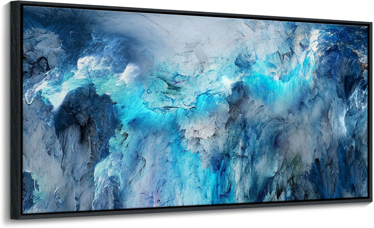 Mofutinpo Framed Abstract Canvas Wall Art | Modern Blue Contemporary Painting for Living Room, Bedroom, and Office | Large Abstract Artwork 58x29 Inches | artwork for walls