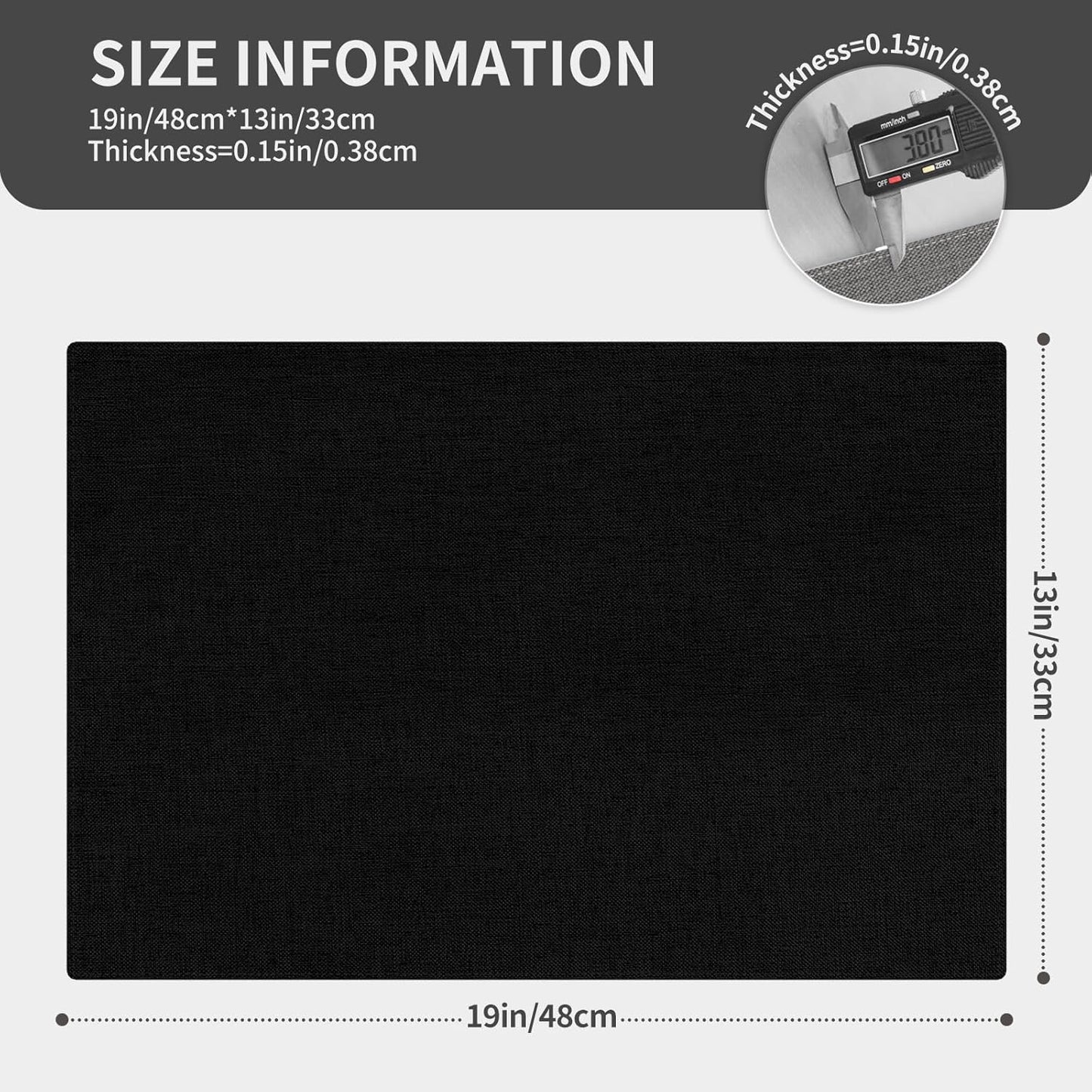 Cloth Placemats, Set of 4 Heat-Resistant Cotton Linen Blend Double Layered Machine Washable Place Mats, Wrinkle Free Thick Fabric Dining Table Mats for Indoors & Outdoors (Black, 4)