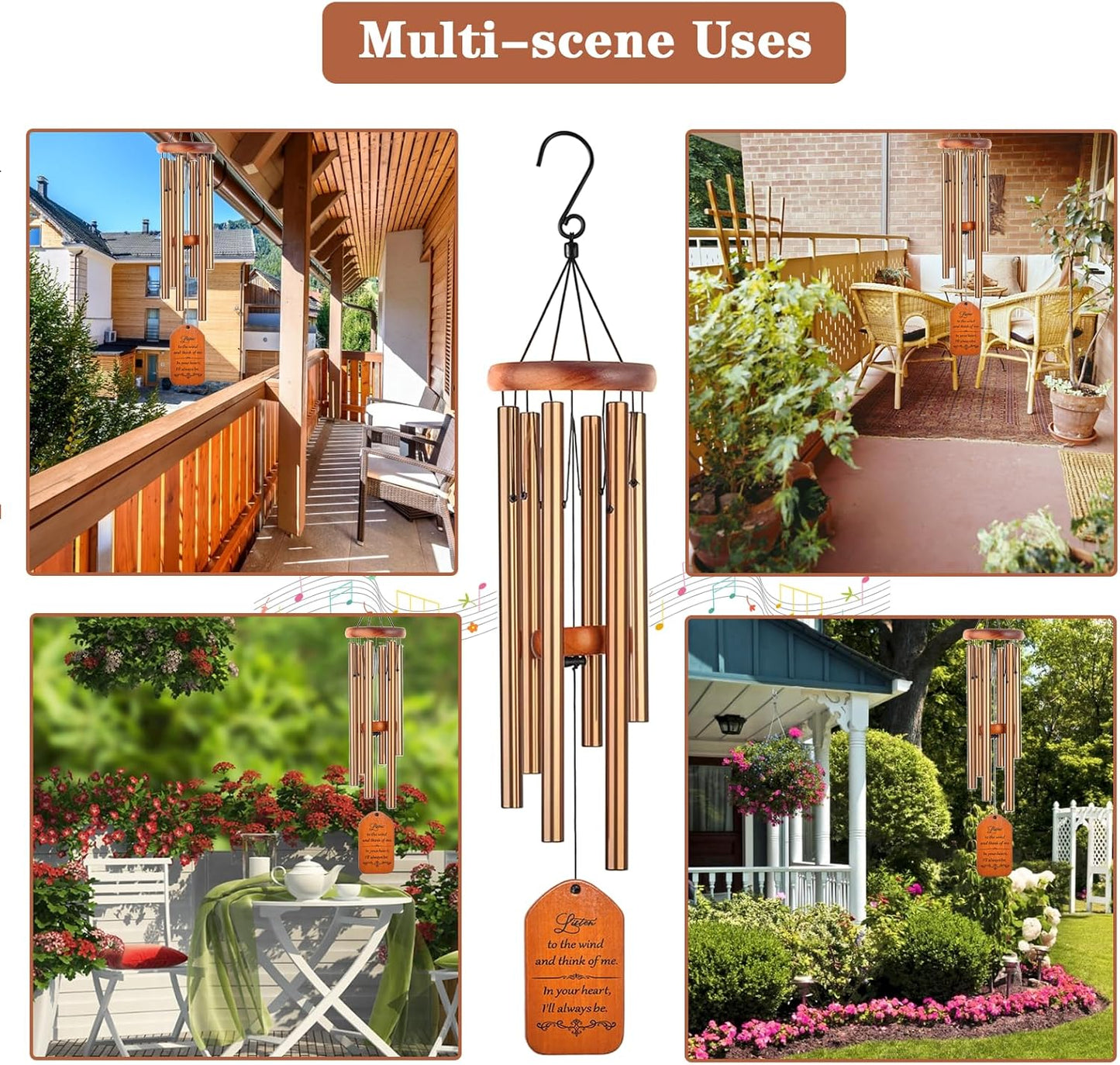 Memorial Gifts, 30" Wooden Sympathy Wind Chimes for Loss of Loved One, Memorial/Bereavement/Condolence/Funeral Gifts for a Loved One Mother Father Miscarriage