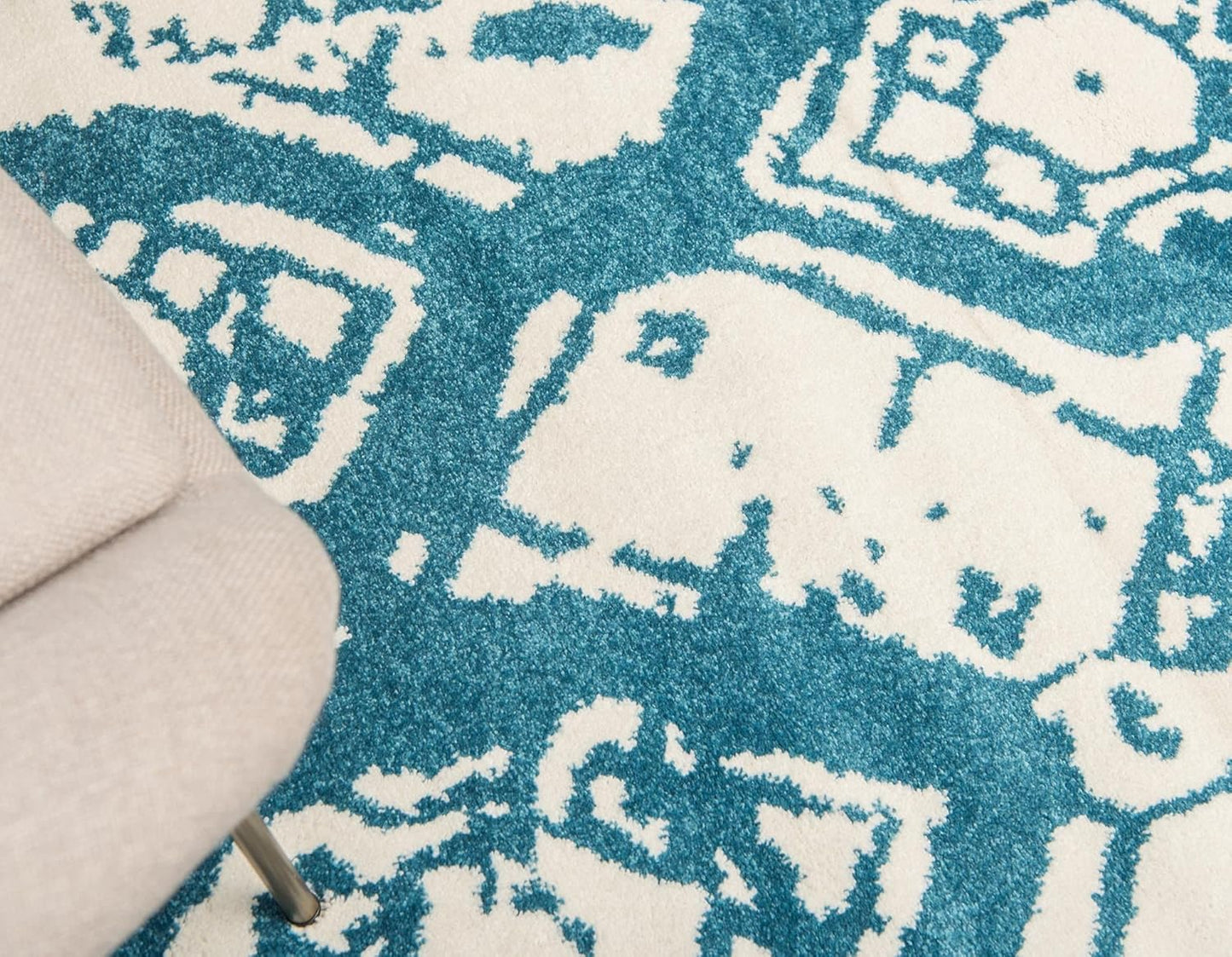 Unique Loom Rosso Collection Vintage Traditional Distressed Blue Round Rug (8' 0 x 8' 0)