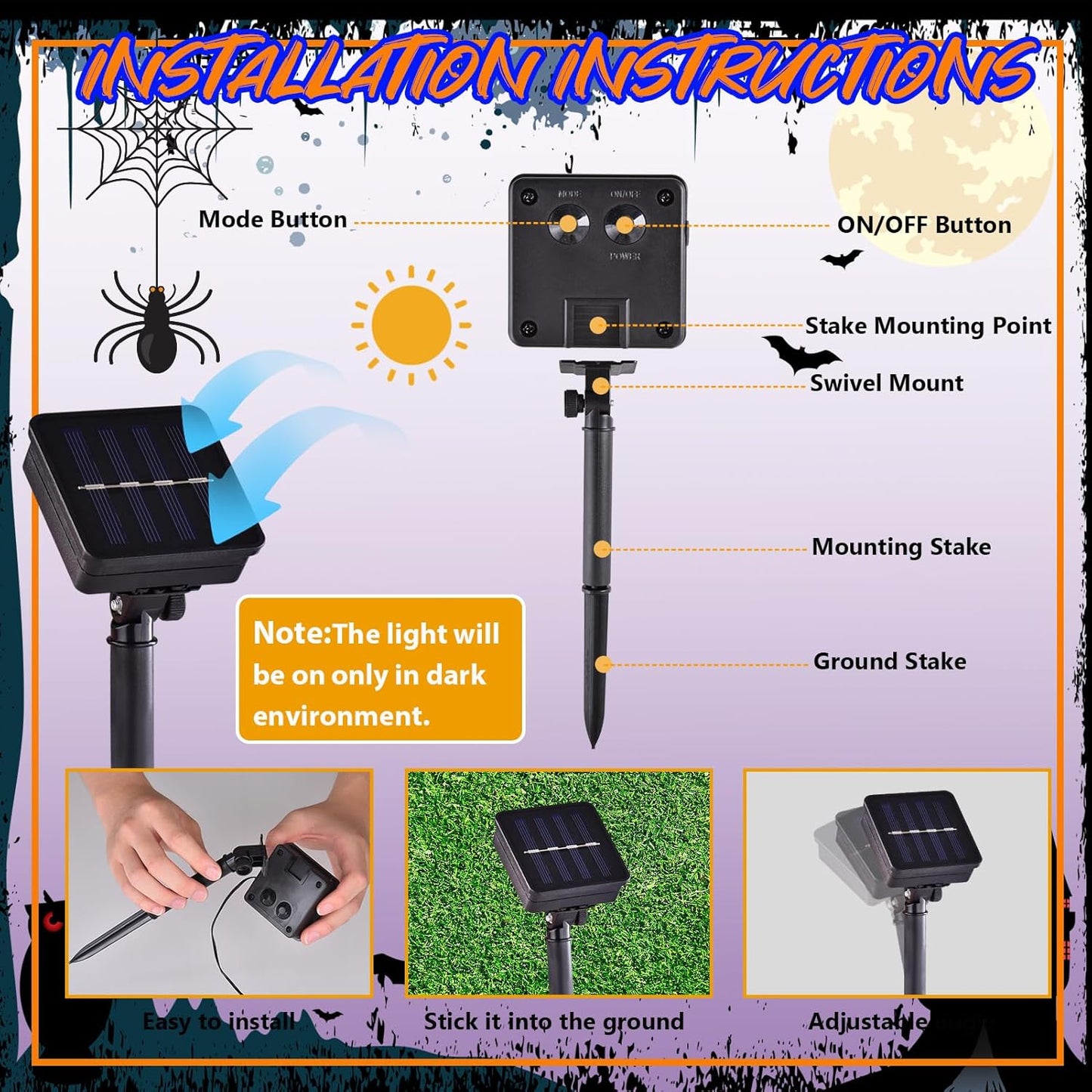 Halloween Lighted Garden Flag for Outside, Led Solar Yard Flag 8 Modes Witch Feet Shape Flag, 12x18 Double Sided Cauldron Eyeball Black Cat Decorations for Home Porch