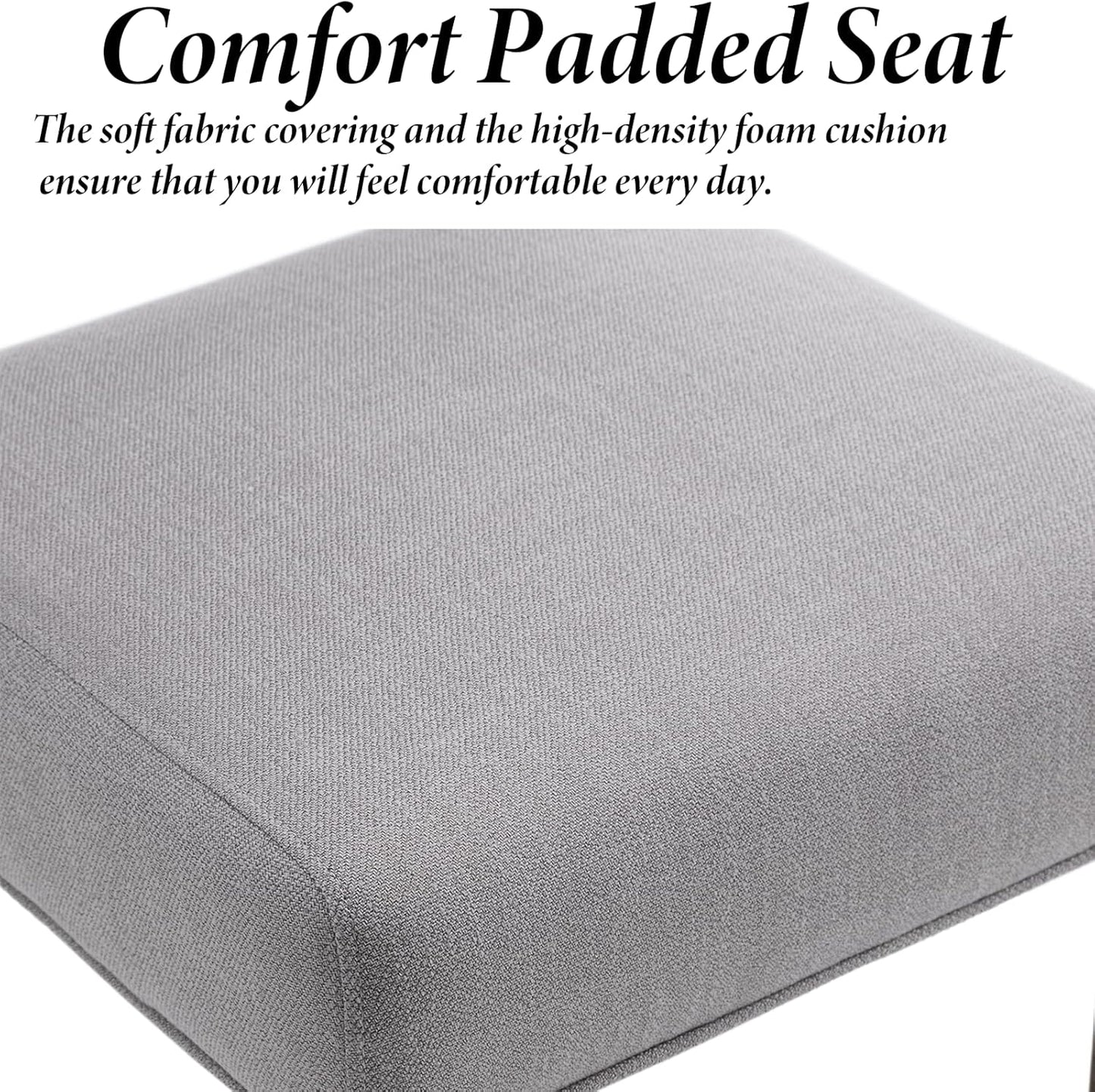 Kmax Farmhouse Dining Chairs Set of 2, Rustic Kitchen Chairs with Linen Fabric Seat and Woven Back, Vintage Accent Chairs for Dining Room, Living Room, Grey