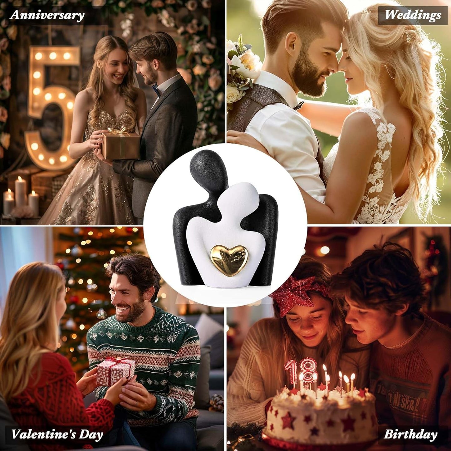 XMGZQ Mini Couple Statue Tv Stand Decor Items for Living Room Home Decor,Bedroom Decor for Couples Sculpture for Anniversary Wedding,Love Gifts for Couples 2025,Knick Knacks for Shelves