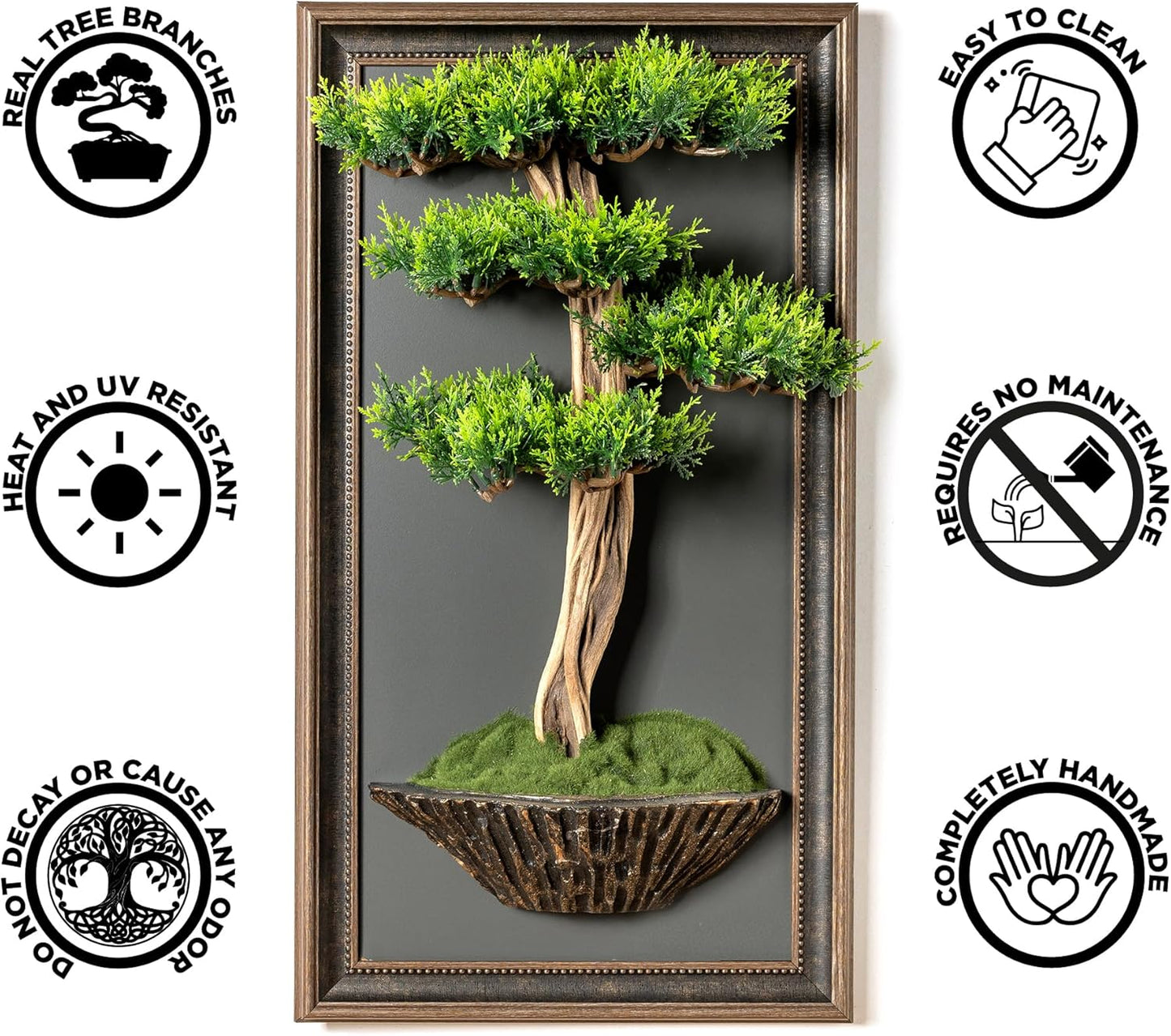 Bonsai Art Life Tree Tableau - 6 Handmade Tree Portrait, Wall Art, Wall Decor