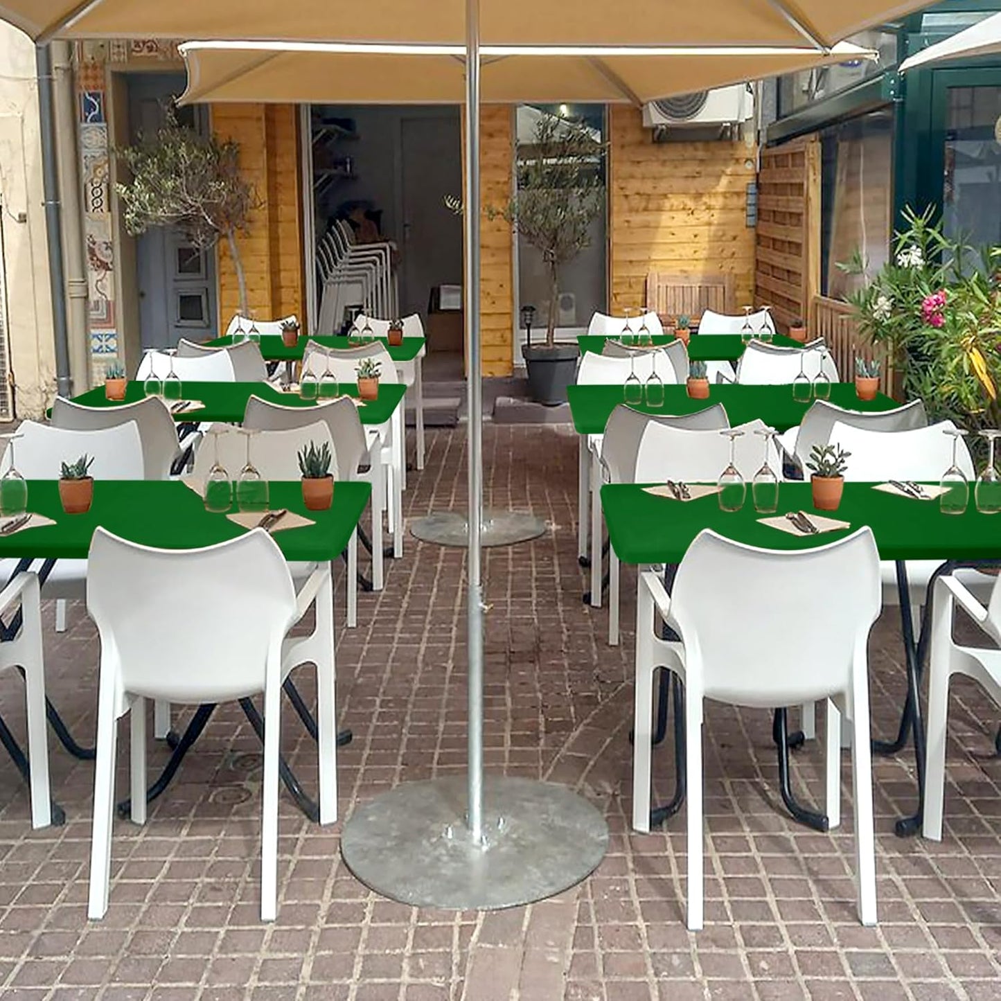 Fitted Tablecloth for 6 Foot Rectangle Tables-6 Pack Green Elastic Outdoor Picnic Table Cover-Spandex Stretch Folding Table Cloths 6 ft for Camping Dining Room Patio Kitchen Banquet Party