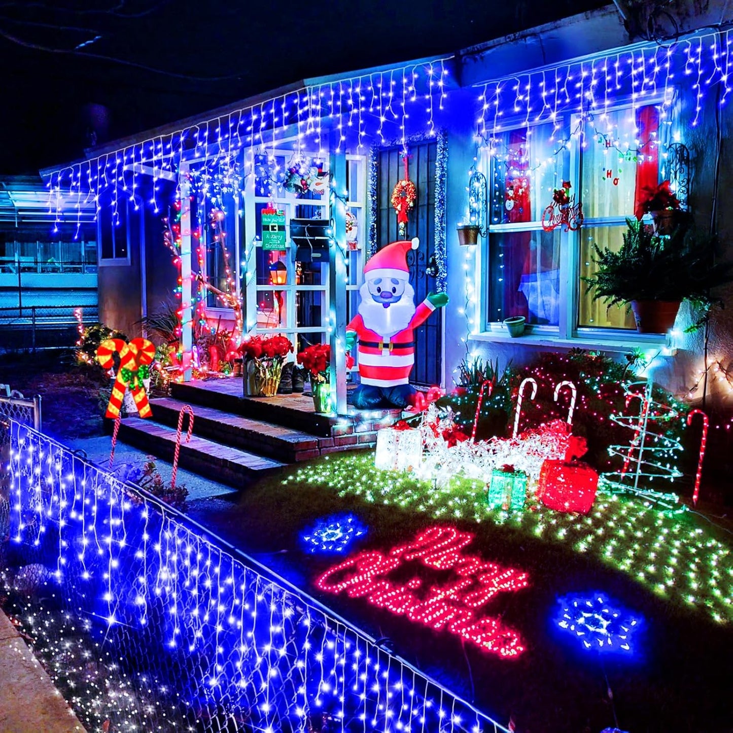 Heceltt Christmas Lights Outdoor, 164FT 1600 LED Ice Lights for Outside, 320 Drops Ice String Lights with 8 Modes, Waterproof Timer & Memory for Yard, Garden, Eaves, Patio, Party (Blue)