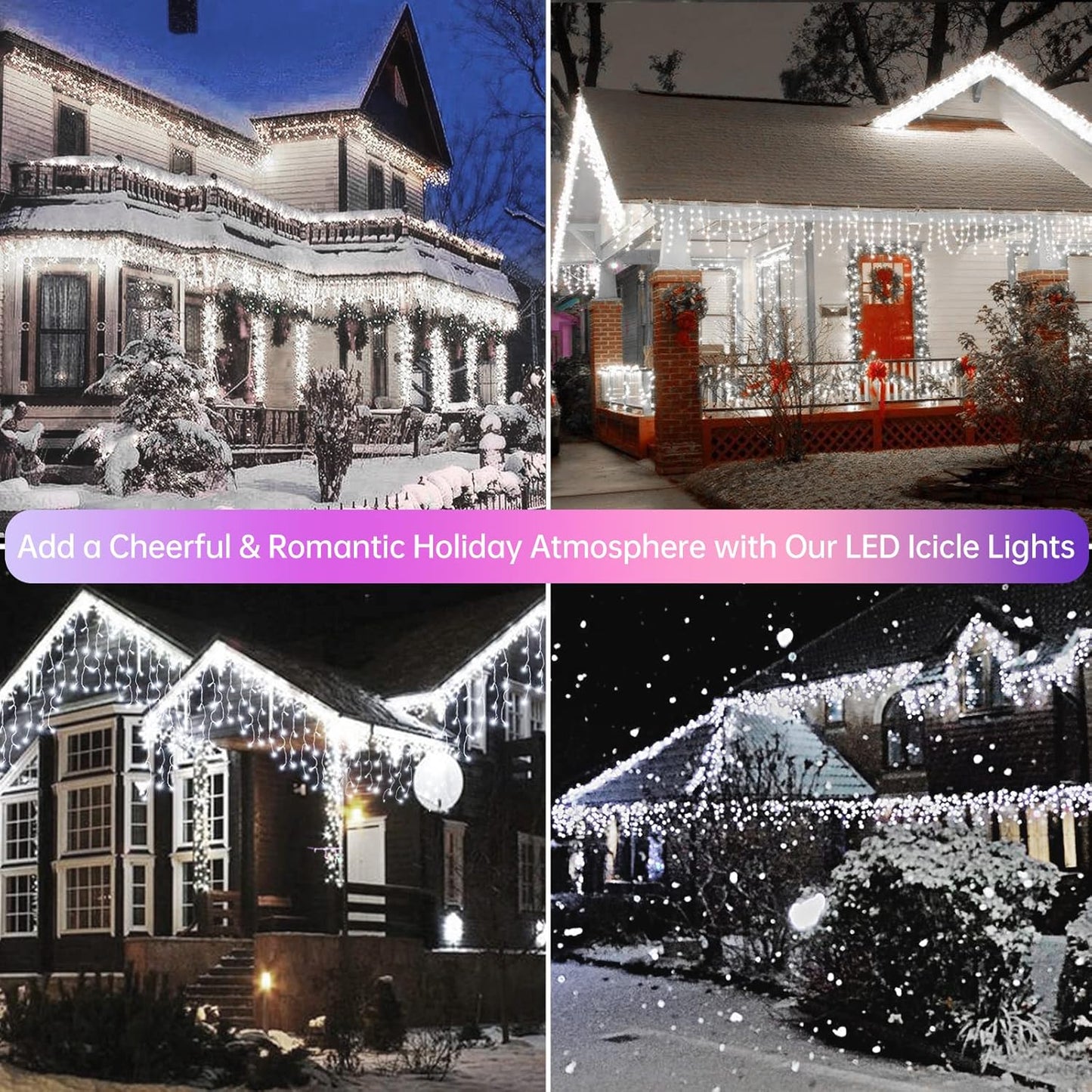 Icicle Christmas Lights Outdoor Decorations 640 LED 65.6 FT 8 Modes LED Icicle String Light with 120 Drops, Fairy String Curtain Lights for Christmas Holiday Decor Wedding Party (Cold White)
