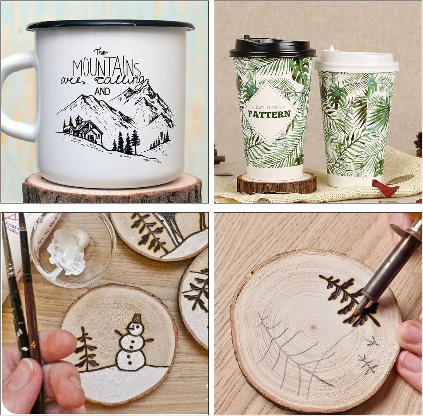 JOIKIT 50 PCS 3.5-4 Inches Natural Wood Slices, Unfinished Natural Wood Coasters, Wood Rounds Circles for Arts and Crafts, DIY, Christmas Ornaments, Rustic Wedding