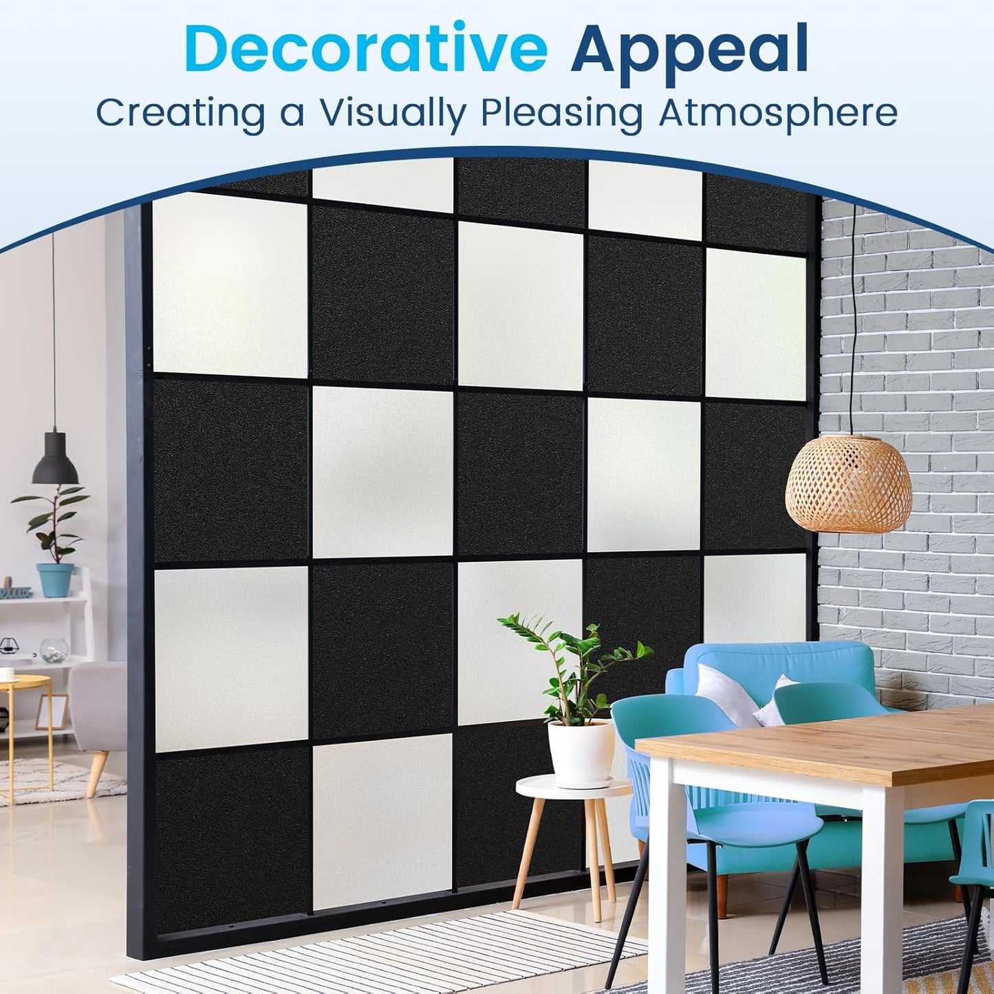 DOWELL Window Privacy Film, Frosted Glass Window Film, Static Cling Non-Adhesive Glass Clings, Sun Blocking Opaque Door Coverings, Reusable Door Sticker for Bathroom Home Office, White, 23.6" x 118"