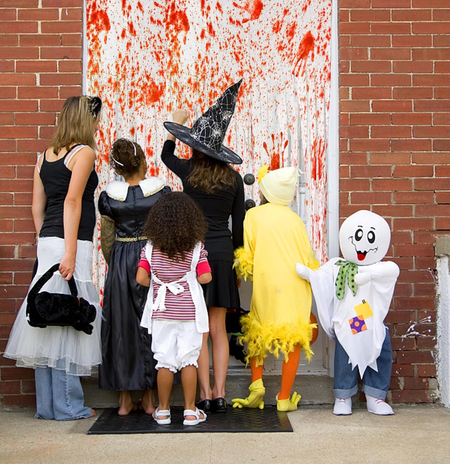 Sfcddtlg 2 Pcs Halloween Door Curtains - 85 x 59 Inch Bloody Handprint Doorway Decorations - Scary Creepy Curtain Cloth for Halloween Party Haunted House Decoration