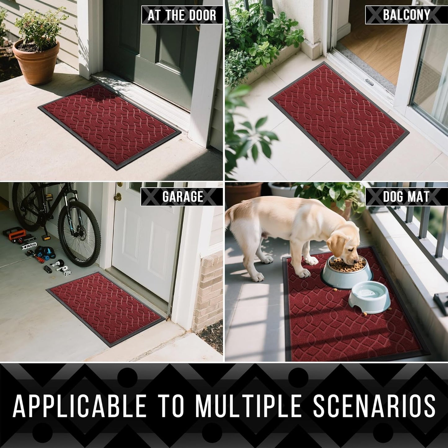 Yimobra Front Door Mat Outdoor Indoor 72x24, All-Season, All-Weather, Heavy Duty Welcome Door Mats Outside Entrance, Non Slip Porch Patio Entrance Mat, Red