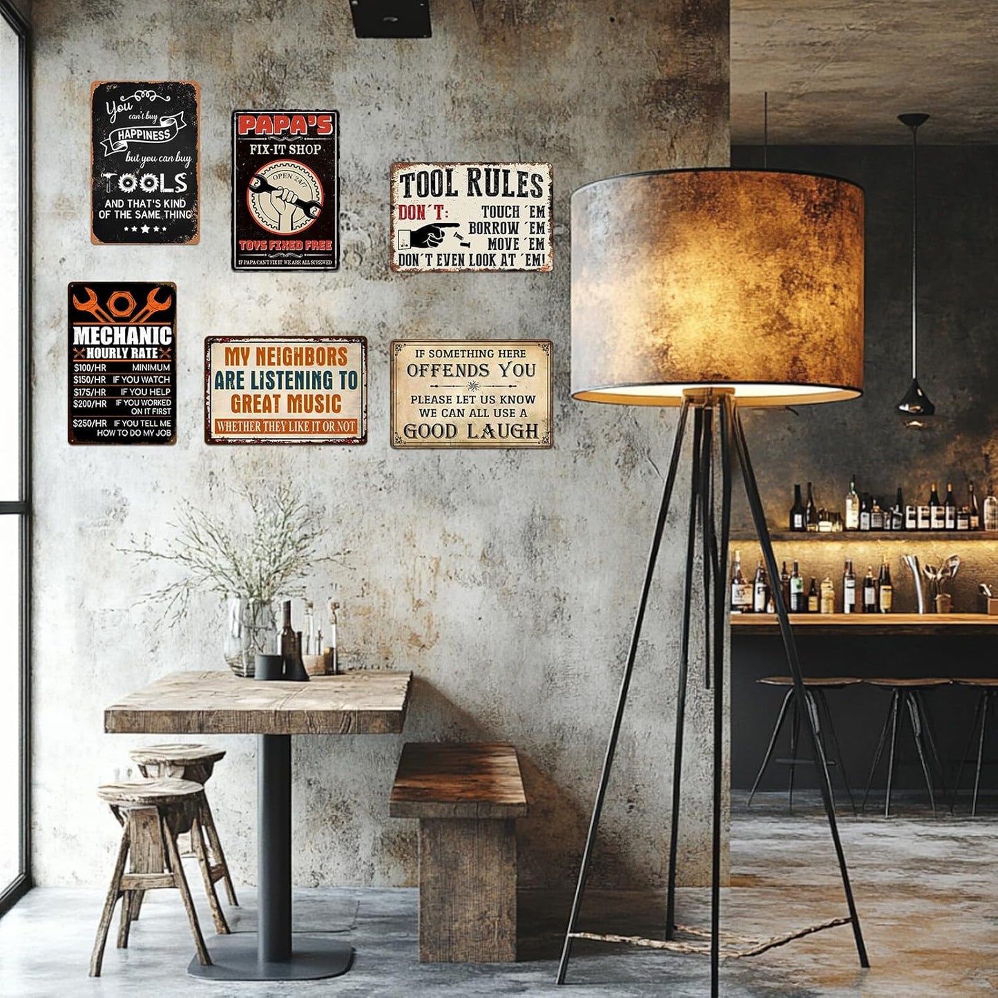 Man Cave Signs Garage Decor Vintage Music Wall Art for Game Room Patio Home Bar - Funny Garage Accessories for Men My Neighbors Are Listening To Great Music Metal Sign Gifts 8x12 Inch