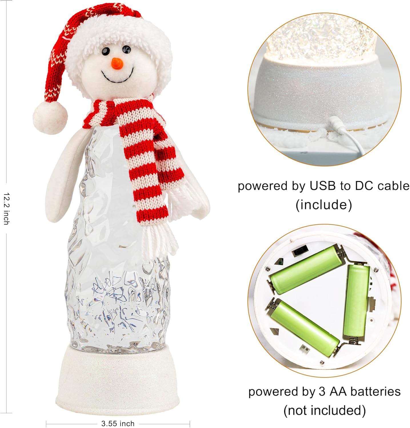 Christmas Snow Globes Lantern Musical Lighted Water Lantern Snow Globe Colorful Swirling Glitter Snowglobes with 6H Timer USB Operated Snowglobe Christmas Decoration for Home & Gift - Red Hat