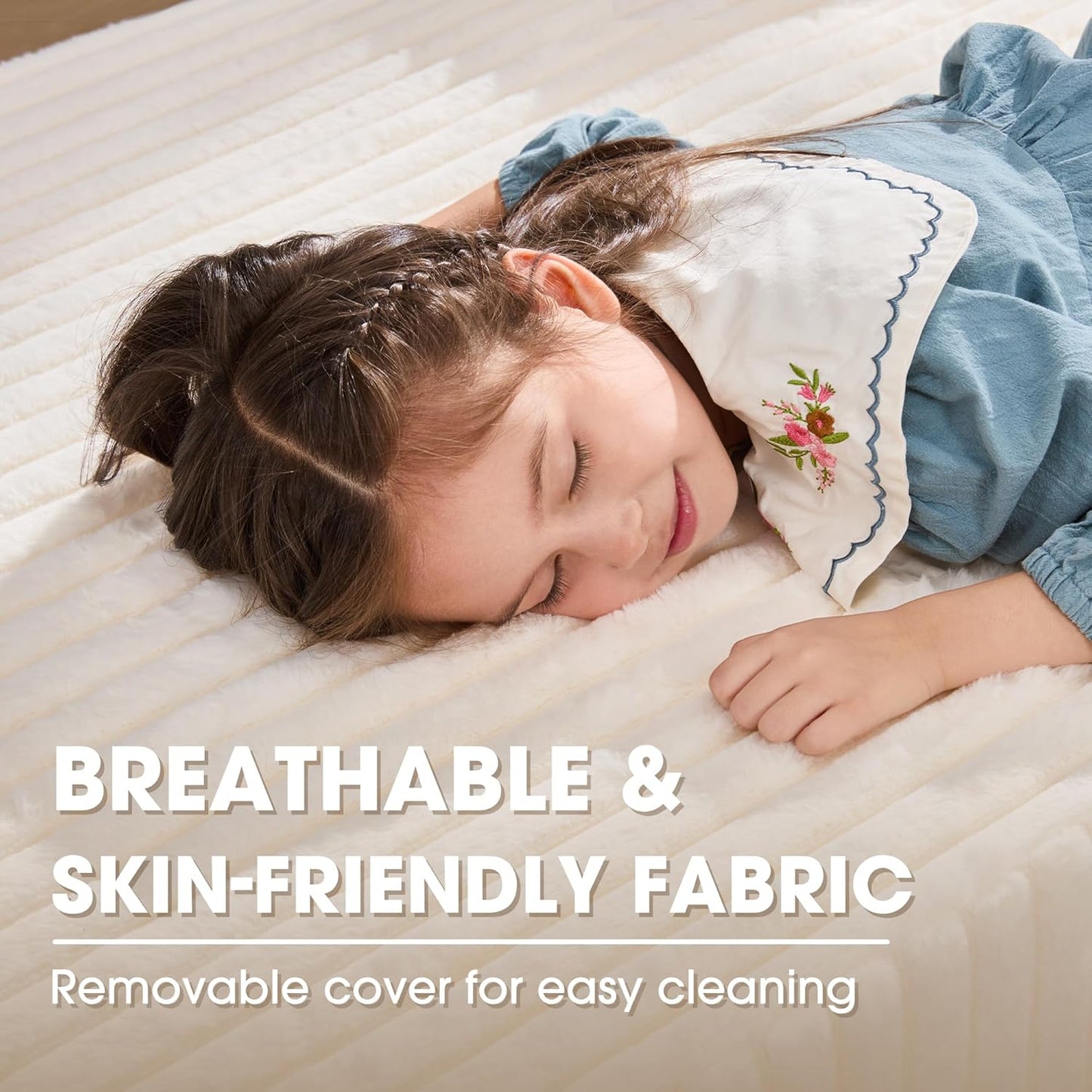 Hobestluk 96” Modular Sectional Sofa Couches L-Shape Couch 3 Seat Modular Sofa Memory Foam Sectional Couches for Living Room, Cloud Couch with Oversized Chaise (White, Stripe (Left Facing Chaise))