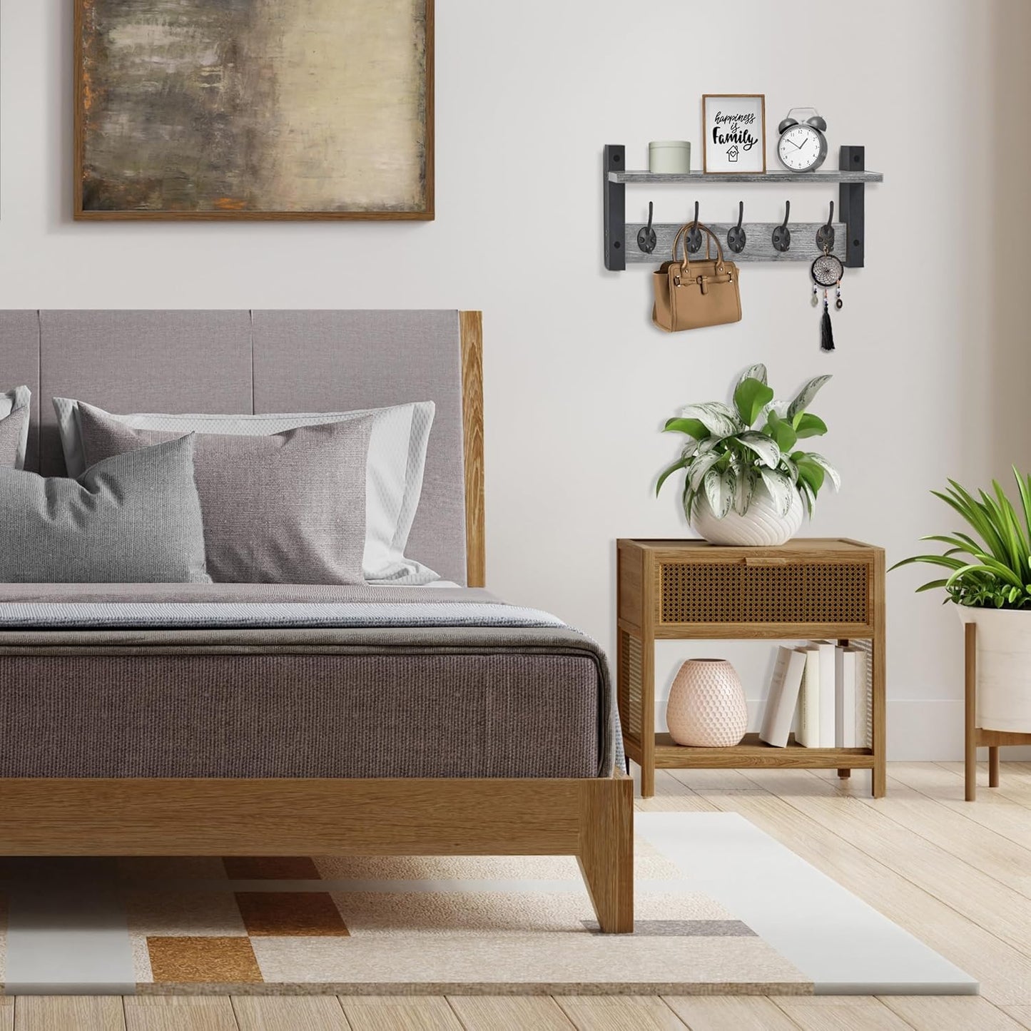 Sorbus Coat Hooks Wall Mount with Shelf – 16 Inch Coat Rack Wall Mount with 5 Heavy Duty Hooks – Floating Wall Shelf with Hooks for Entryway, Bathroom, Bedroom, Kitchen, or Mudroom (Gray)