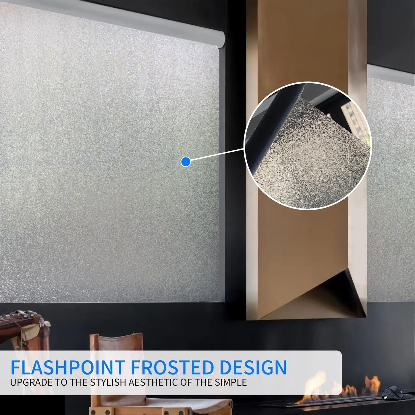 Window Film Privacy Day and Night with Installation Tools, Static Cling Glass Film Ideal for Home Shower Office Glass Door (Flash Diamond, 35.4 x 78.7 Inch)