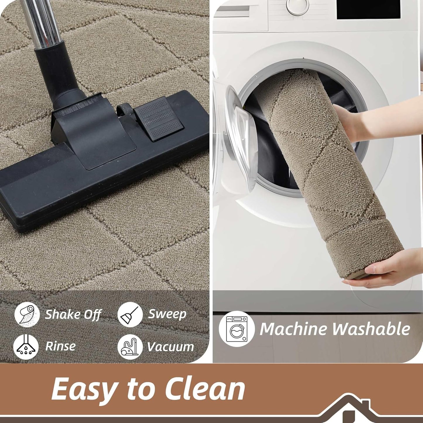 BEQHAUSE Dirt Trapper Door Mat 36" x 60", Doormat Non-Slip Entryway Rugs Washable, Dog Door Mat Stain Resistant and Absorbent Welcome Floor Mat for Front Back Door, Muddy Wet Shoes & Paws, Beige