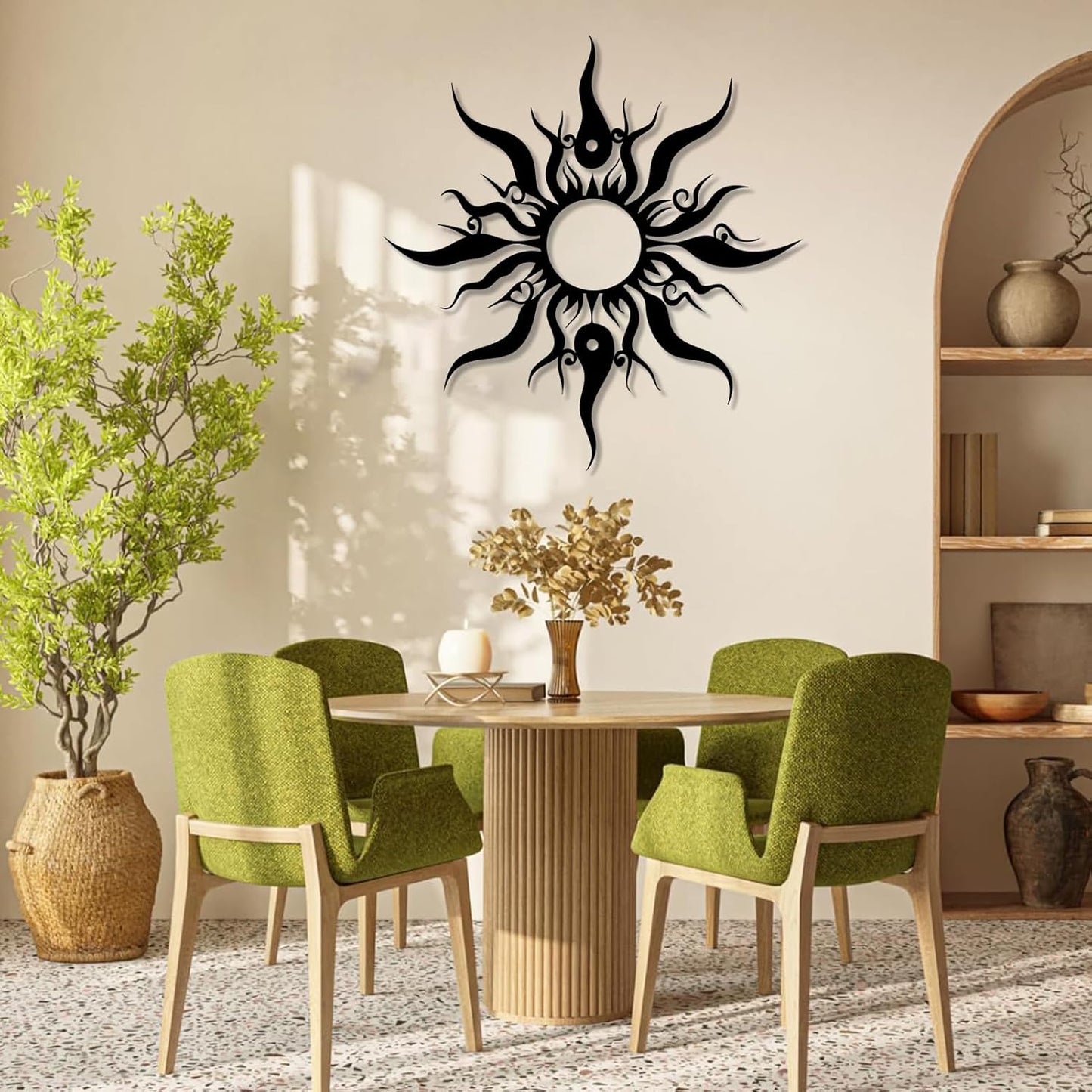 Hotuijxca Metal Wacky Sun Wall Art, Wacky Sun Metal Decor for Livingroom, Bedroom (White, 19"x18"/47x45cm, metal wall art)