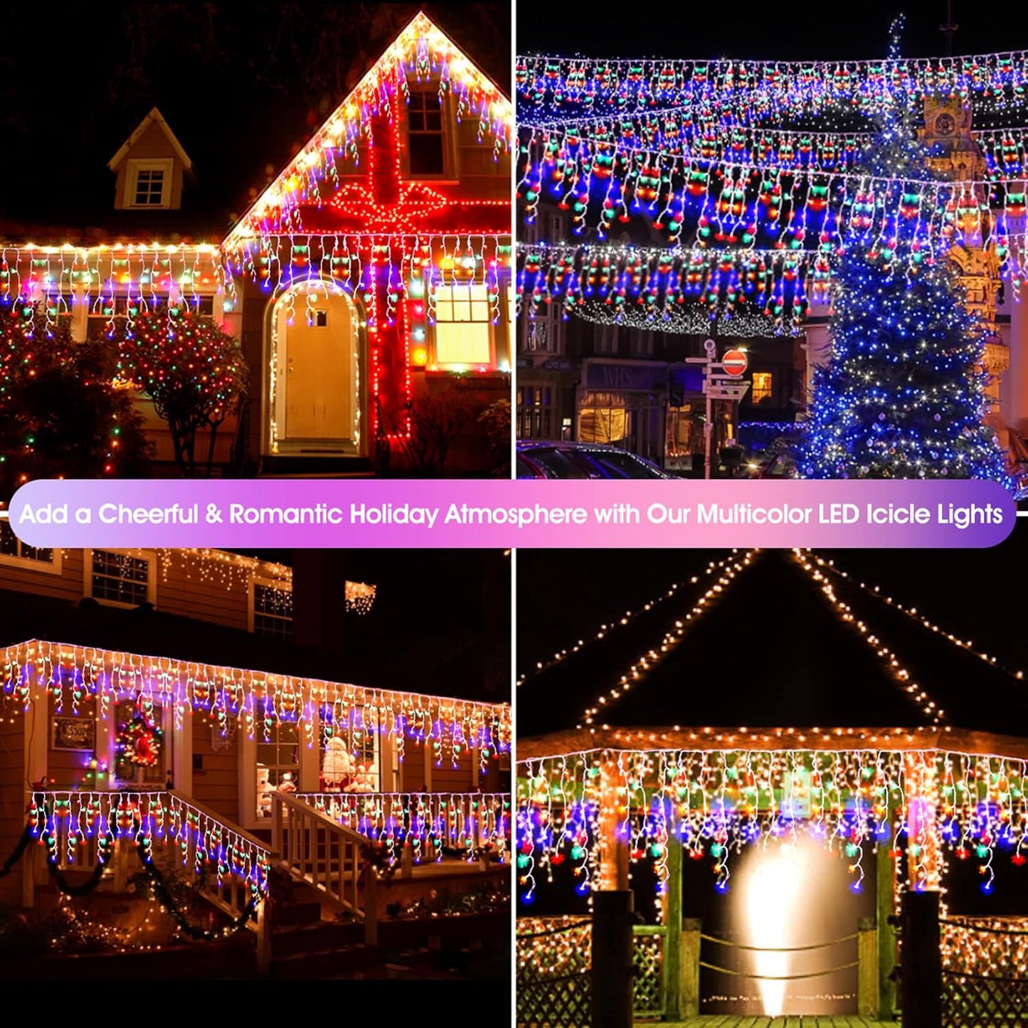 Christmas Icicle Lights Outdoor,640 LED 65.6 FT 8 Modes with Remote Control, Curtain Fairy String Lights for Christmas Decorations Holiday Wedding Party Eaves Window Yard Indoor (Multicolor)