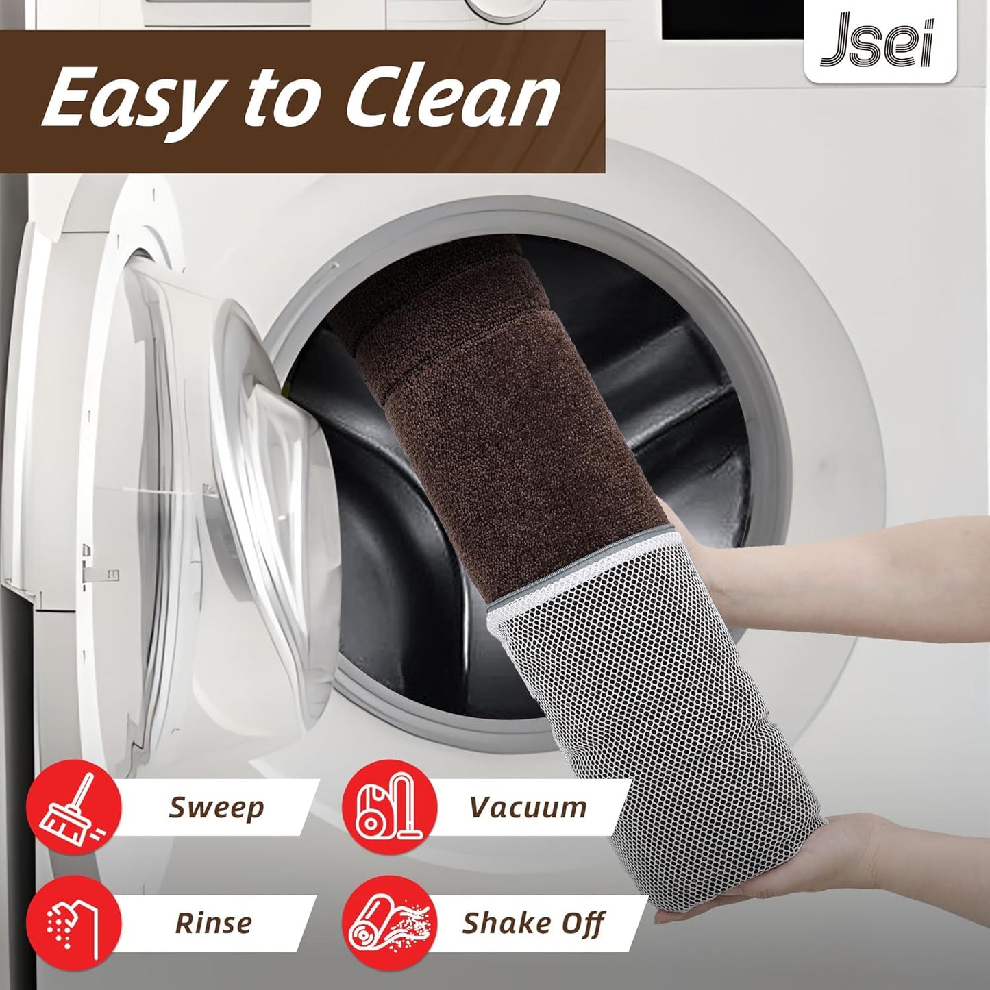 JSEI Entryway Rugs Doormat 20"x32", Non-Slip Dirt Trapper Door Mats Indoor, Washable Absorbent and Stain Resist Welcome Floor Mat for Front Door, Dog Door Mat, Muddy Wet Shoes & Paws, Brown