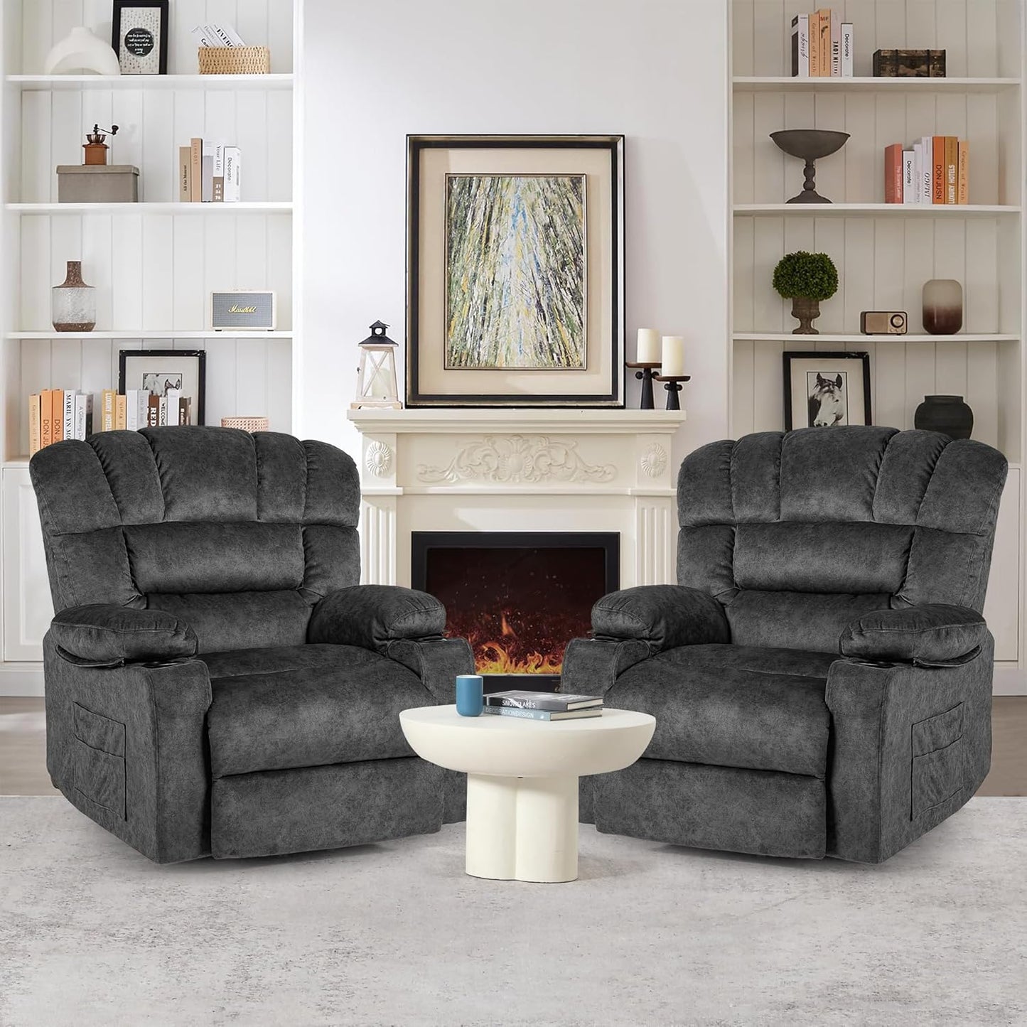 Recliner Chair Manual Modern Ergonomic Lounge Single Sofa Seat Living Room Lounge Recliners on Clearance Foam Filling