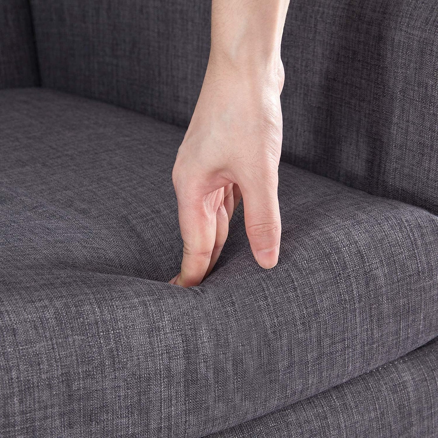 HUIMO Button-Tufted Accent Chairs Set of 2,Upholstered Reading Living Room Chair,Mid Century Modern Chair with Linen Fabric, Club Chair,Comfy Arm Chairs for Living Room,Bedroom,Grey