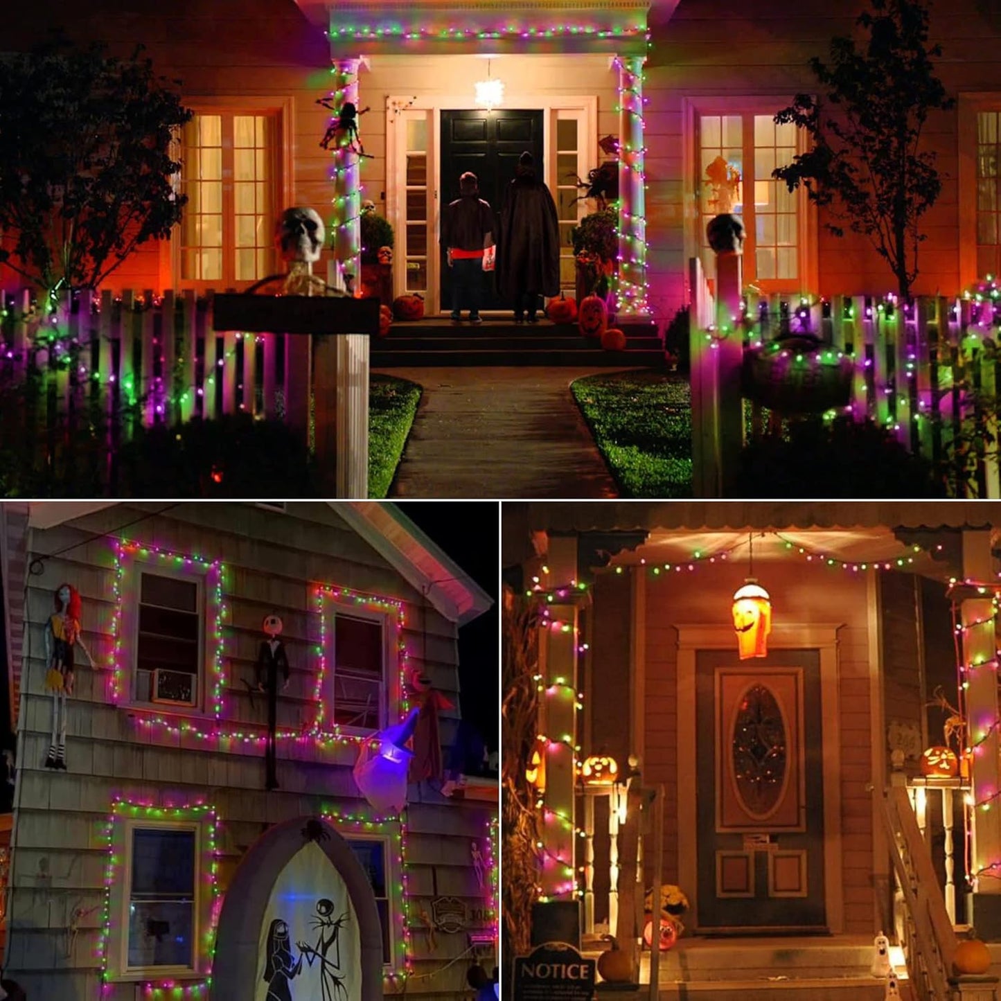 Brizled Purple & Green Halloween Lights, 33ft 100 LED Halloween String Lights, 120V UL Listed Purple Light String Connectable, Mini Green Lighting Set for Indoor Outdoor Tree Party Home Garden Decor