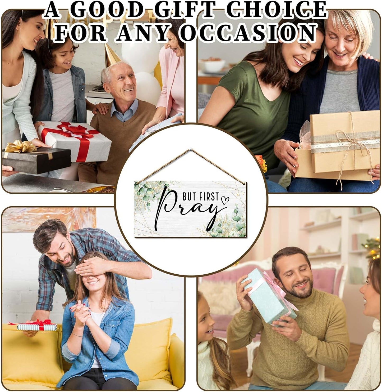 But First Pray Wooden Wall Sign - Inspirational Christian Home Decor with Rustic Farmhouse Style - Scripture Plaque for Bedroom, Office, or Church - Uplifting Gift for Believers. (057)