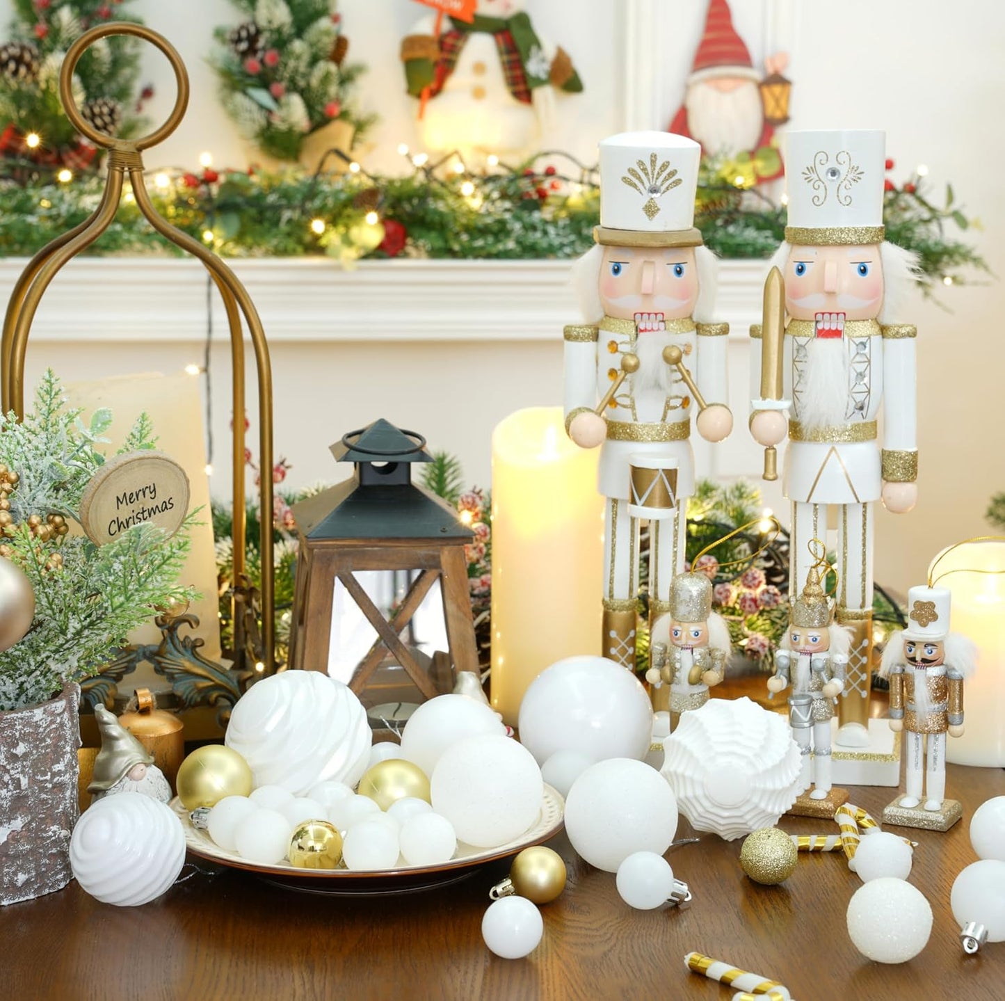 XmasExp 24ct Mini Christmas Ball Ornaments Shatterproof Christmas Ornaments Set Decorations for Xmas Tree Balls 30mm/1.18" (White)