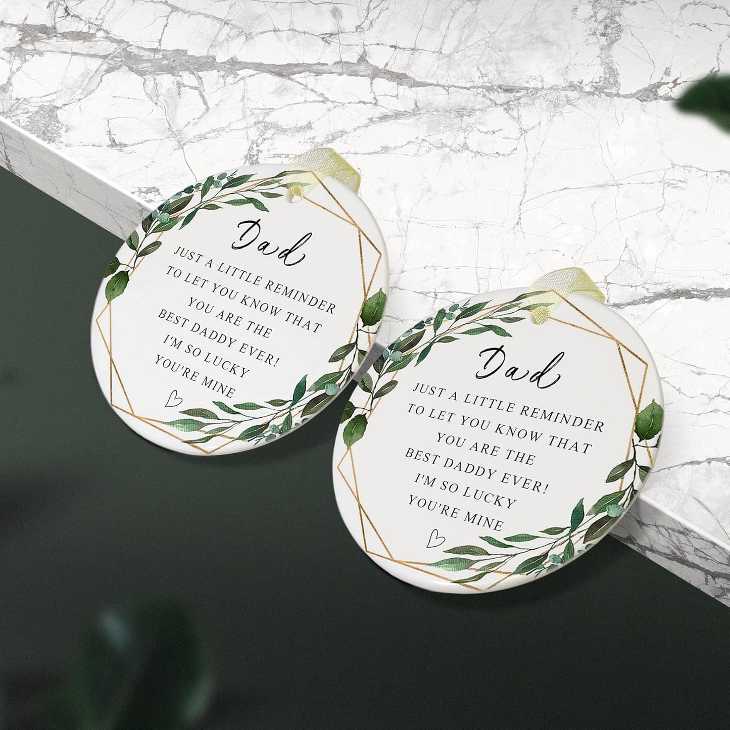 Dad Ornament 2025 - Christmas and Father's Day Gift From Son & Daughter - Forever Ornament for Father's Birthday - Best Dad Ever - Double-Sided Printing 2.9"