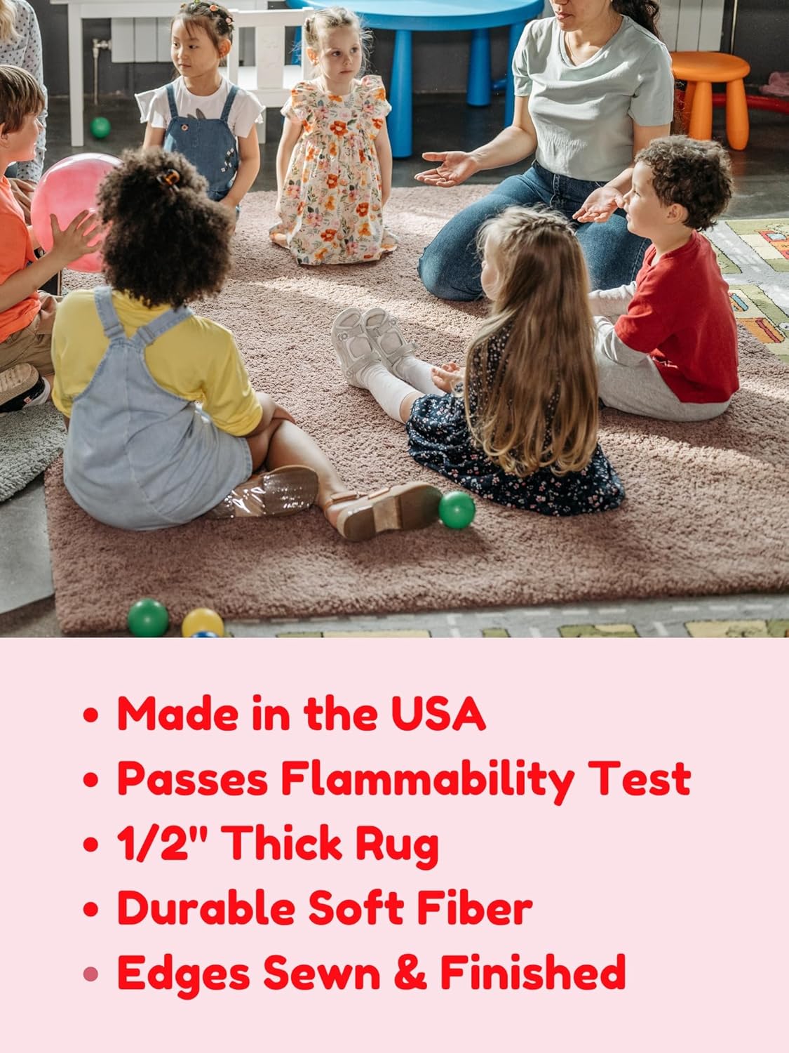KOECKRITZ Soft and Colorful Kids Classroom Area Rugs (Passes Flammability Pill Test) Many Sizes and Bright Colors to Select from (11' Round, Surf)
