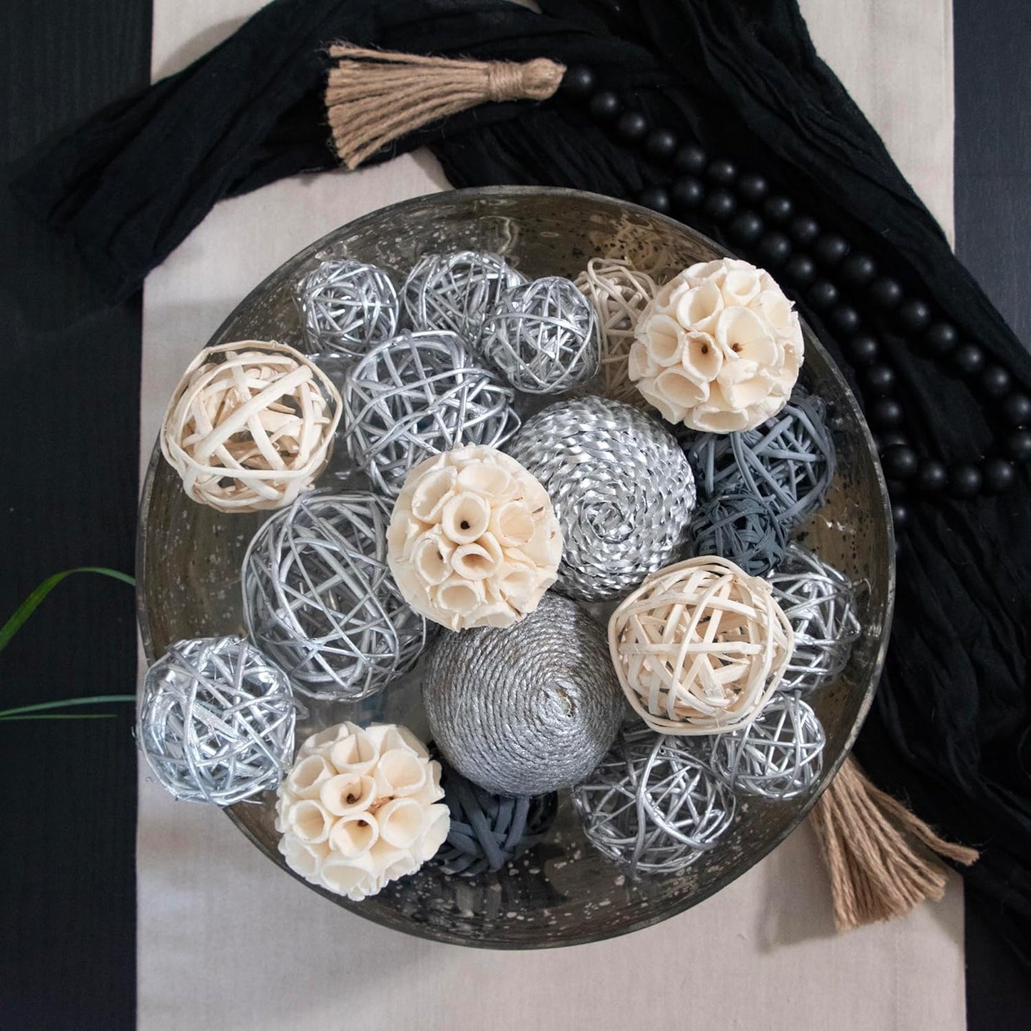 ANDALUCA Decorative Balls Bag Bowl Filler Home Decor (Silver)