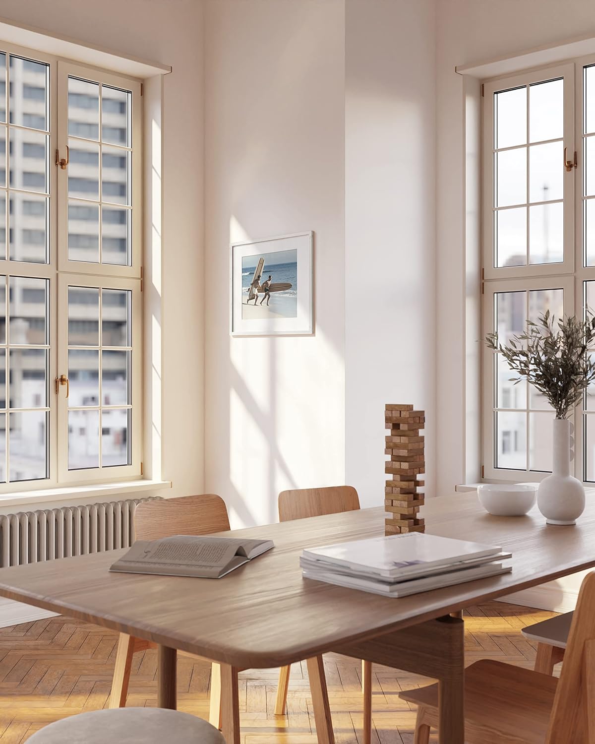 HAUS AND HUES Solid Oak 16”x16” Picture Frame Matted to 12”x12” - 16X16 Square Picture Frame with Mat for 12x12 Picture, White Wood Frame, 16 x 16 Frame with Mat for 12x12 Photo,16x16 Frame with Mat