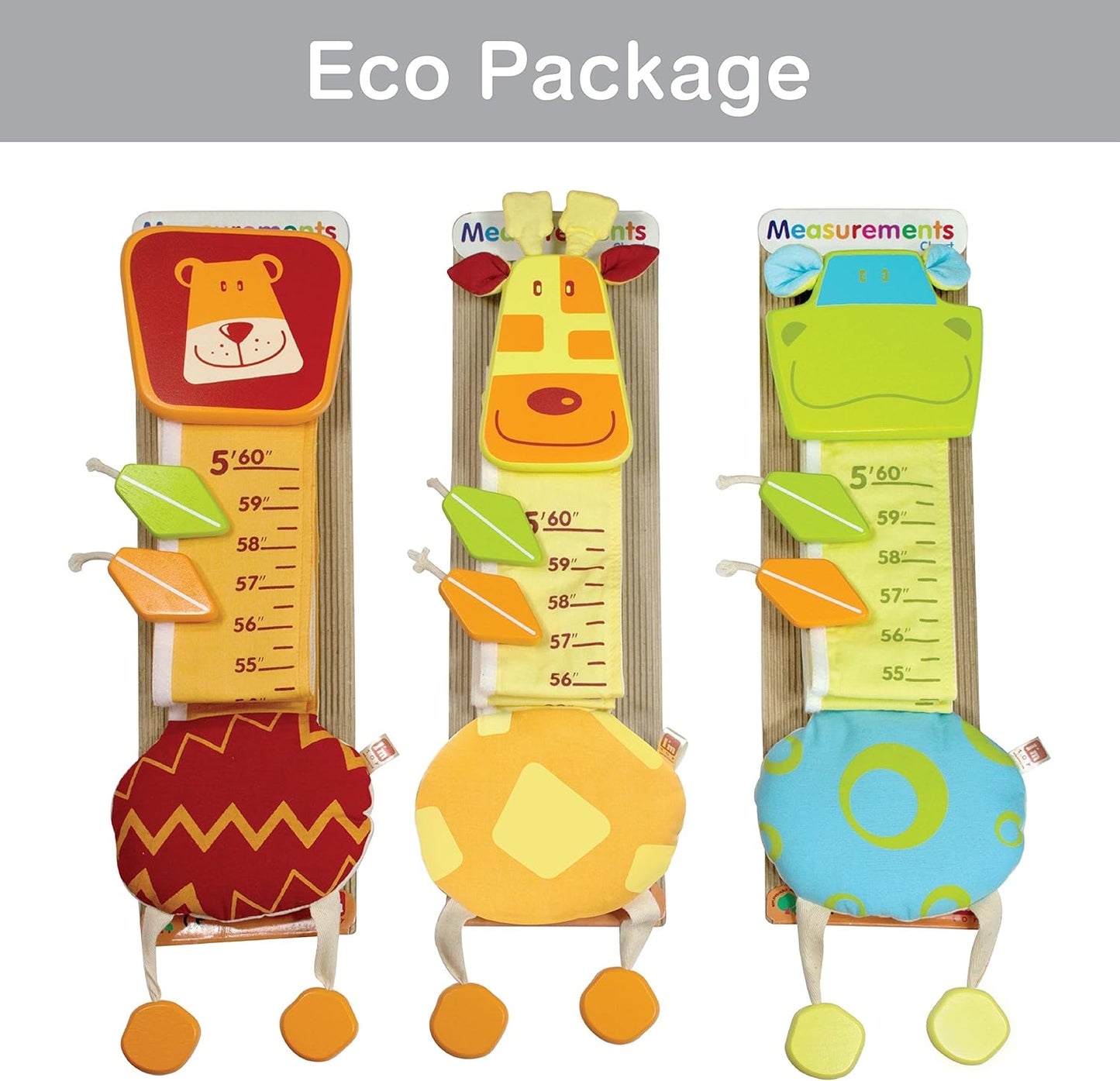 Wood and Fabric Wall Growth Chart, Height Measurement, Scale, Ruler for Kids (Giraffe)