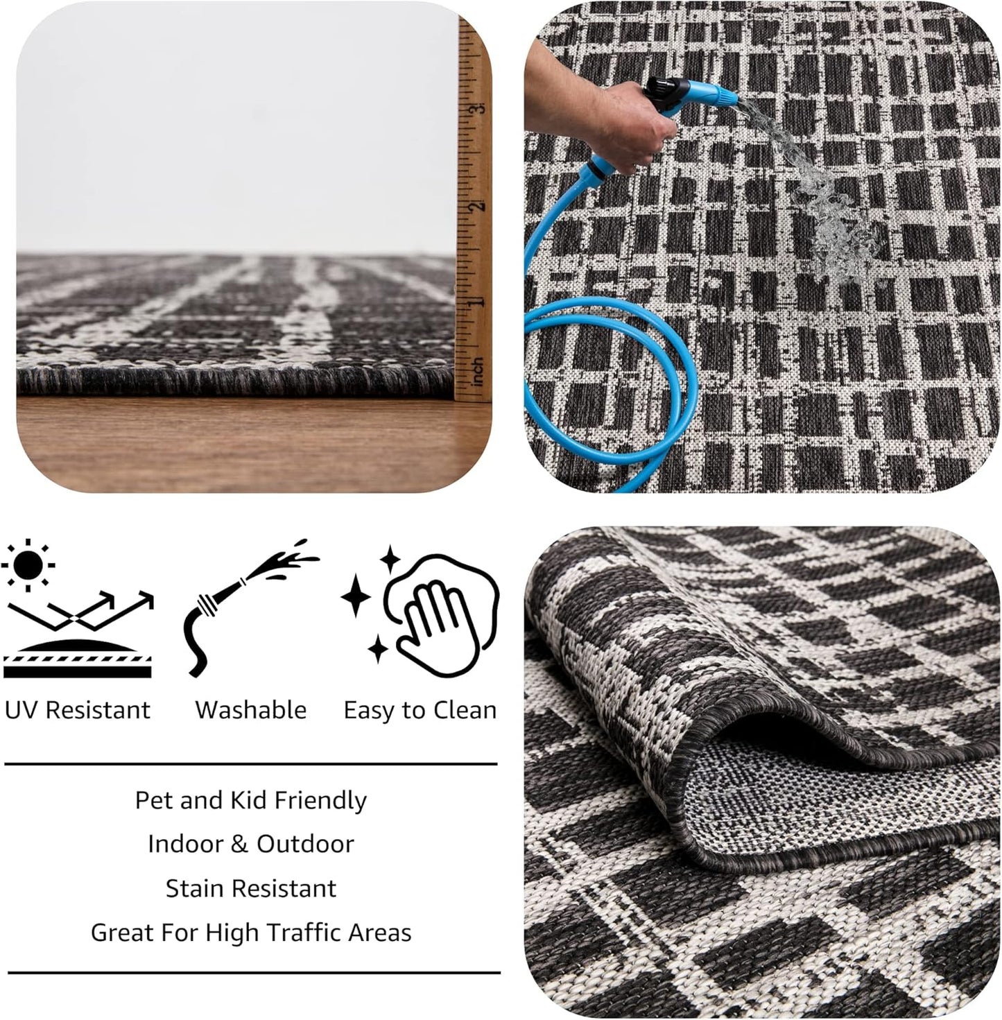 Keen Home Design Outdoor Runner Rug - 2x10 Washable Indoor/Outdoor Rug for Patio, Balcony, Kitchen, Garden, Beach, Deck and Porch. Size: 2'2" x 9'11"